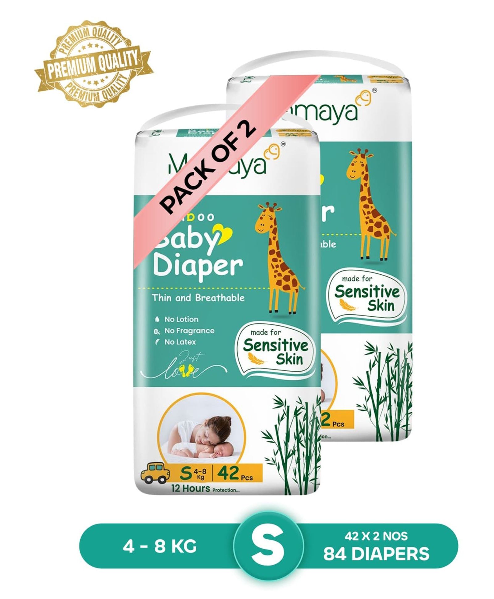 Mamaya Baby Diaper | Bubble Sheet Technology | 12 hours Protection | Small Size |84 pcs-image-34