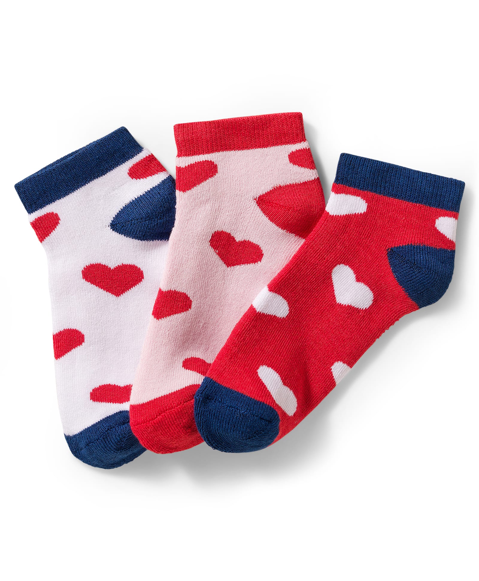 Honeyhap Premium Cotton Blend Bamboo Spandex Ankle Length Socks With Hearts Design & Bio Finish Pack Of 3 - Pink Slat Bright White & Blue Elixir-image-21
