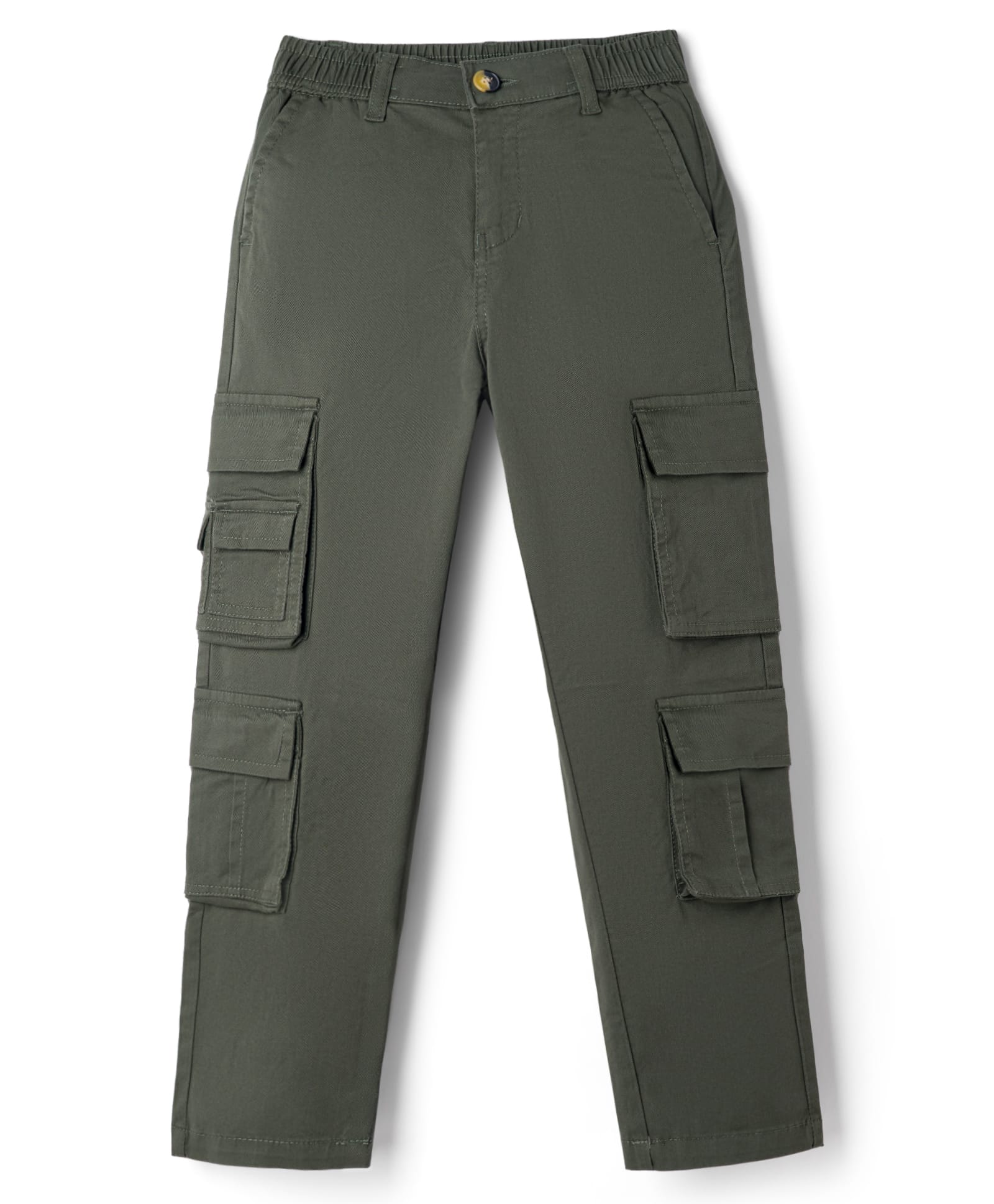 Primo Gino Cotton Twill Lycra Woven Full Length Trouser With Cargo Pockets - Olive Green-image-13