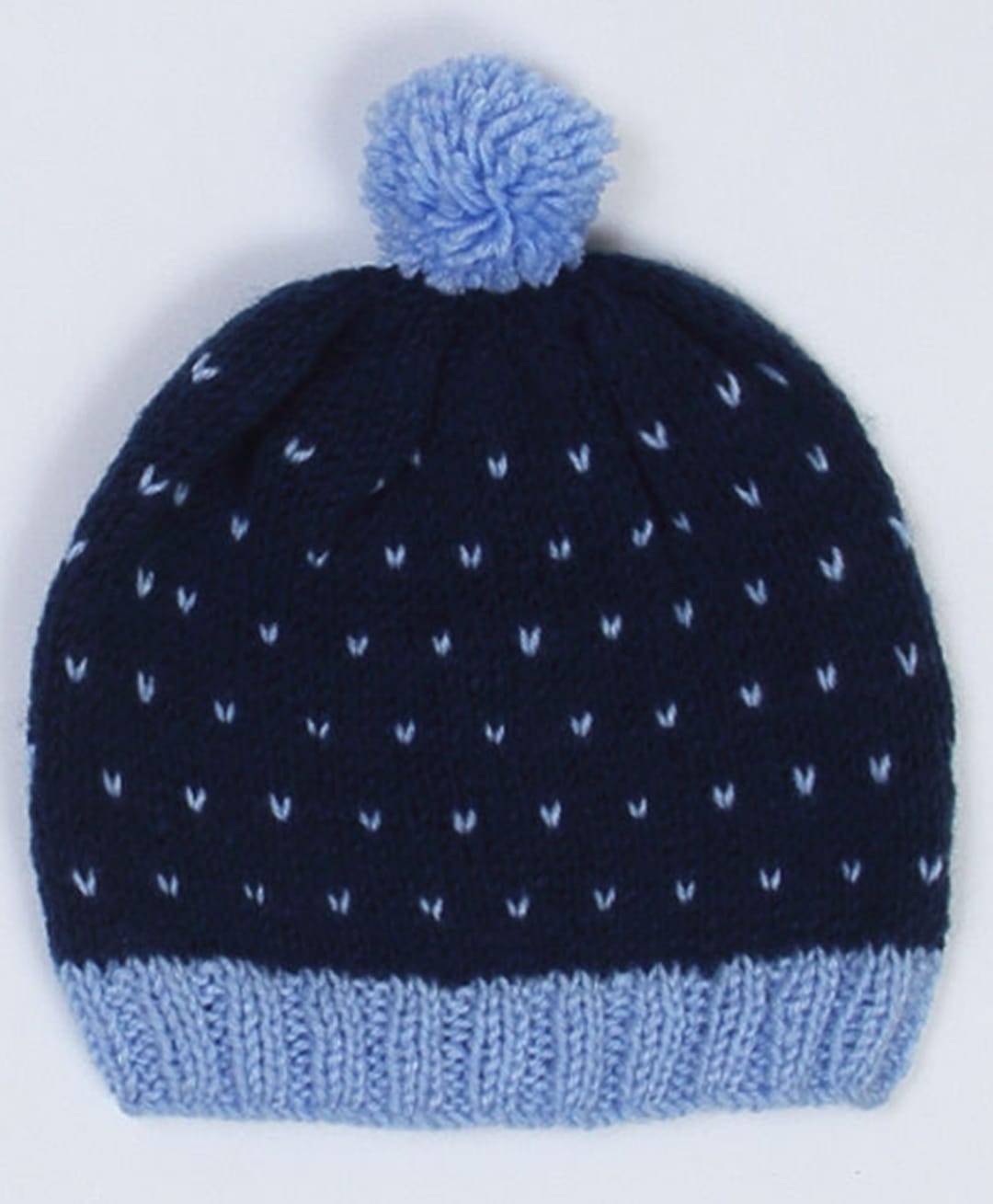 USHA ENTERPRISES Wool Woven Abstract Designed Pom Pom Detailed Beanie Cap - Blue - Circumference 34-38 Cms-picture-9