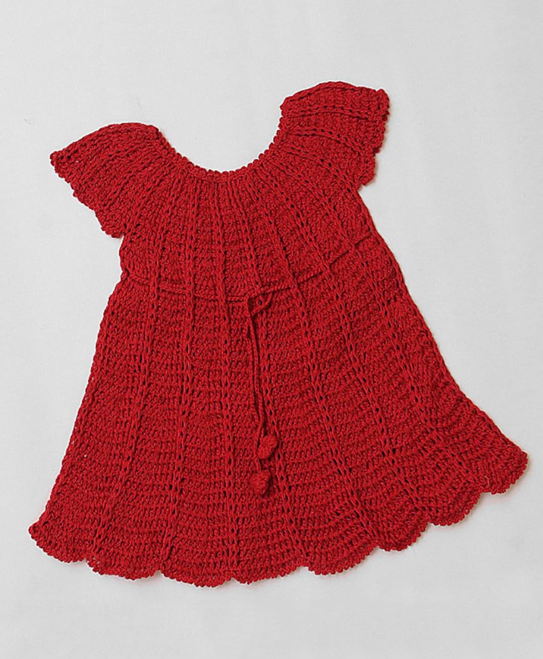 USHA ENTERPRISES Wool Woven Half Sleeves Solid Dress - Red-picture-38