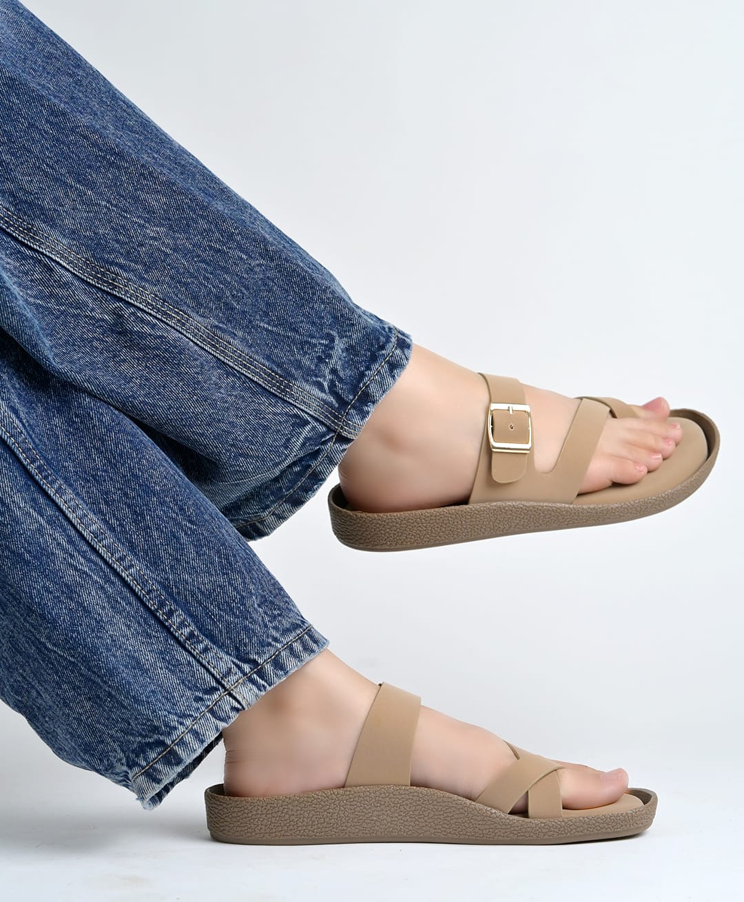 Shoetopia Solid Slip On Beach Slides - Beige-picture-19