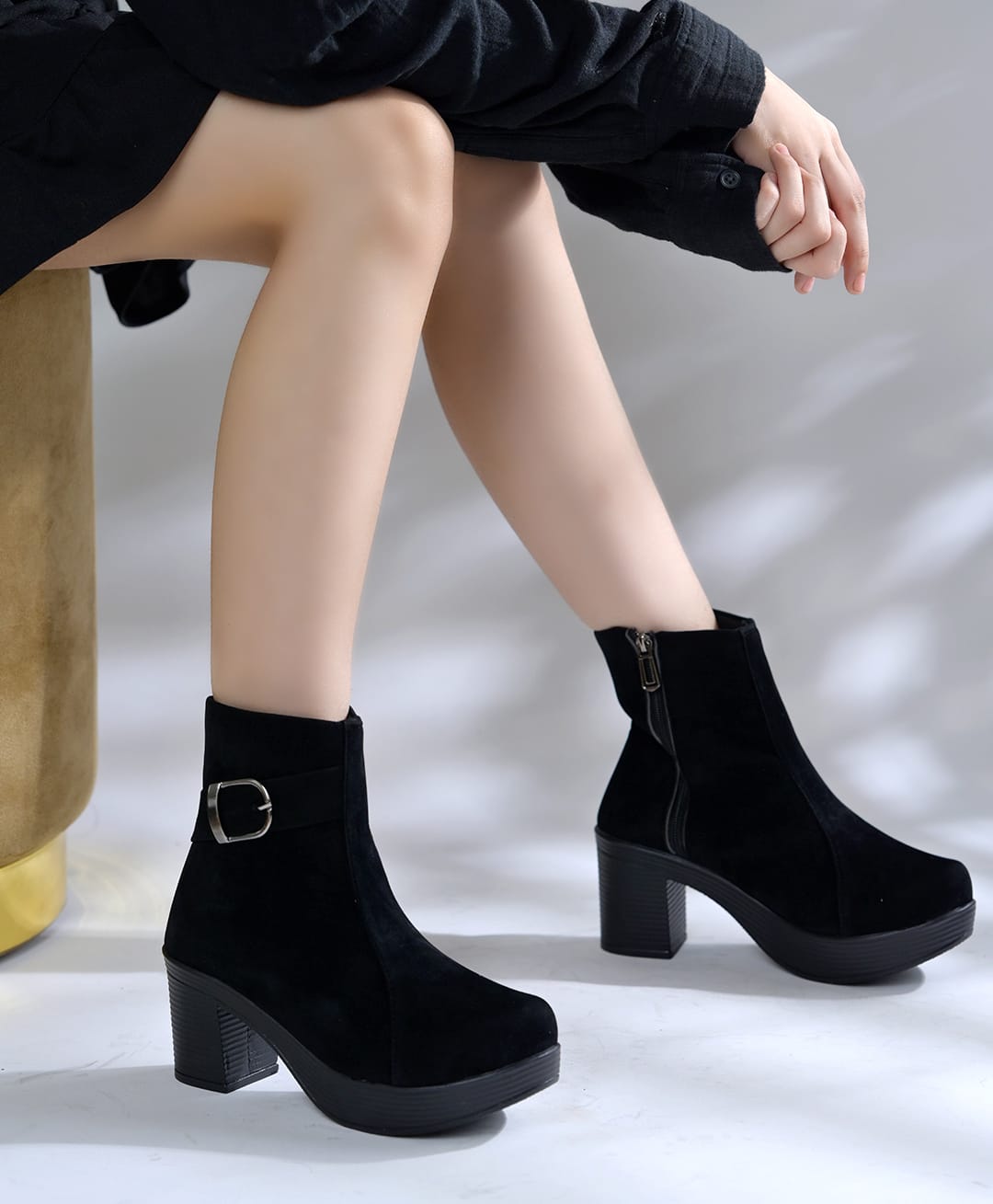 Shoetopia Buckle Detailed Platform Heels - Black-image-42