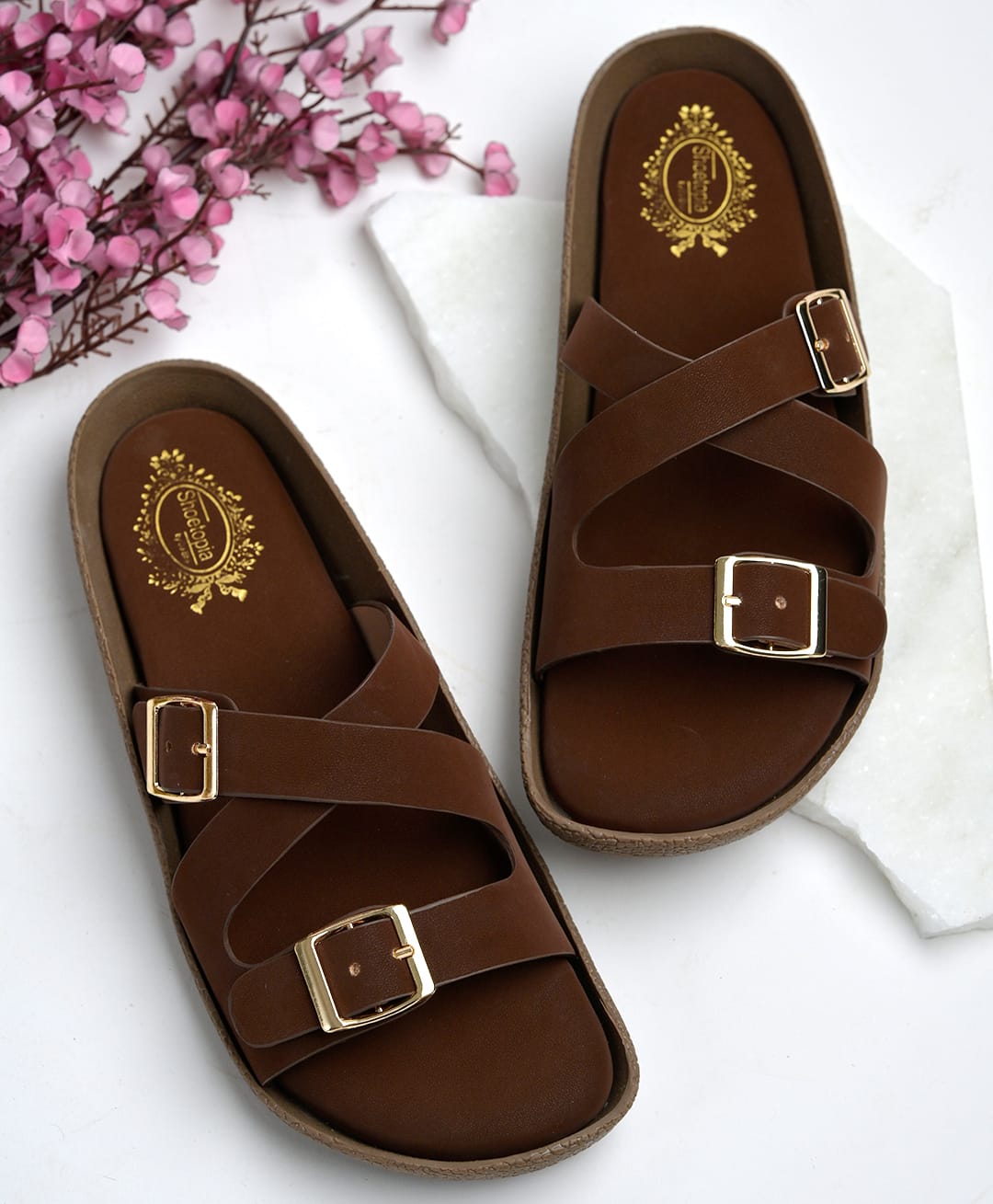 Shoetopia Buckle Detailed Sandals - Brown-picture-22