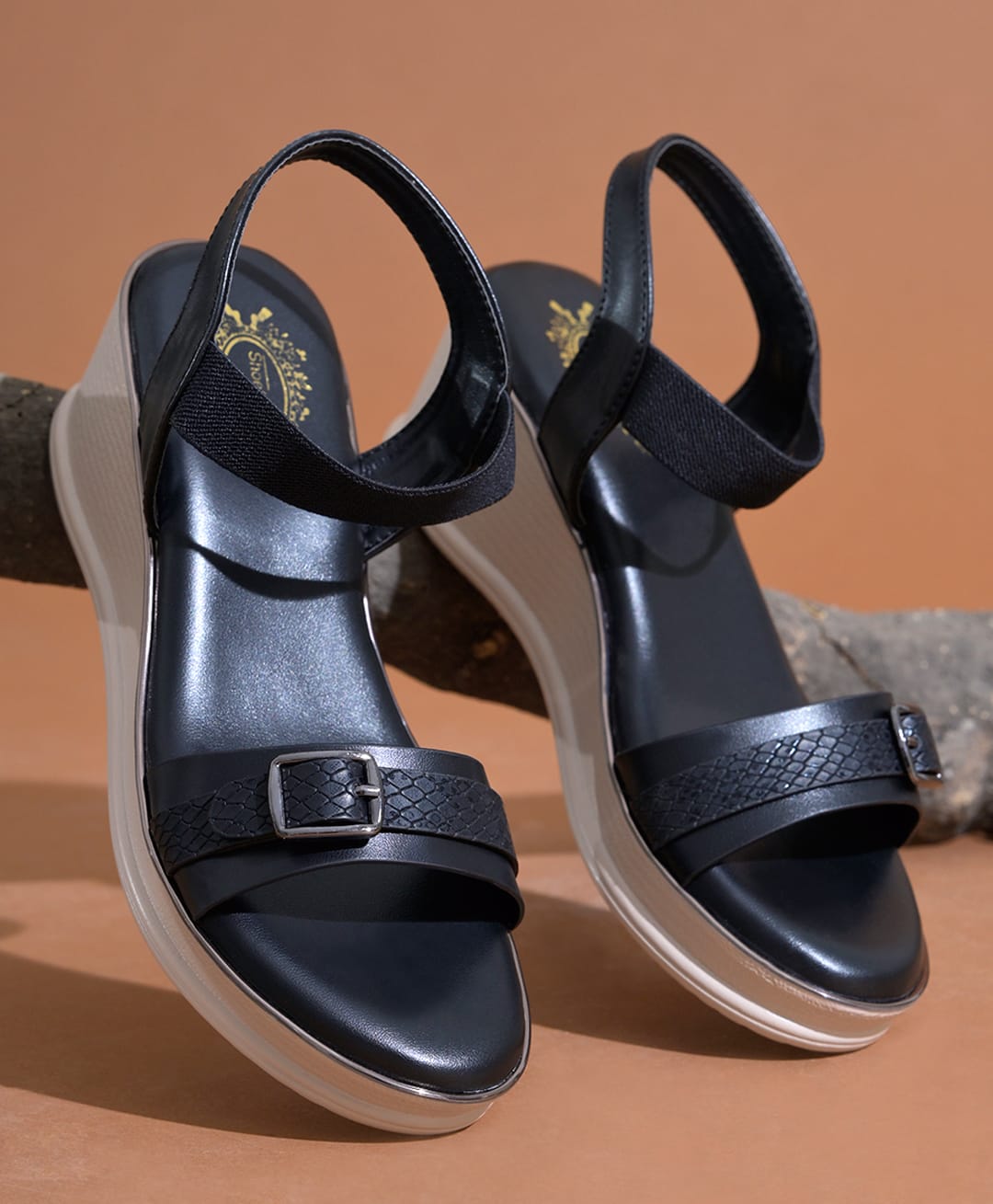 Shoetopia Buckle Detailed Slingback Sandals - Black-picture-12