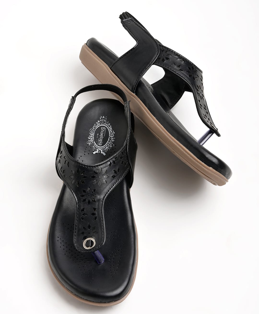 Shoetopia Cut Out Designed Slingback Sandals - Black-picture-27