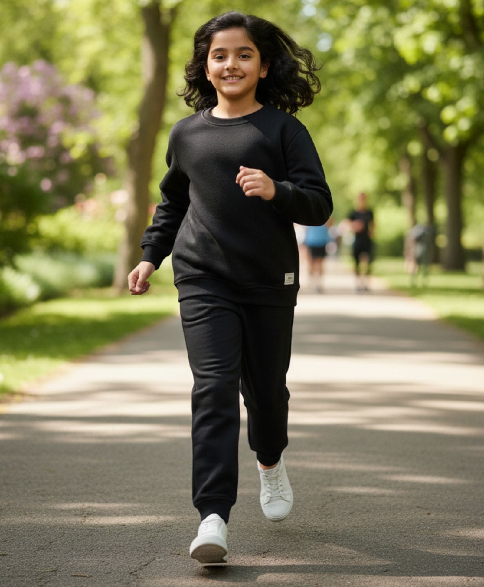 Anthrilo Fleece Knit Full Sleeves Solid Winter Sweatshirt & Joggers Set - Black-picture-19