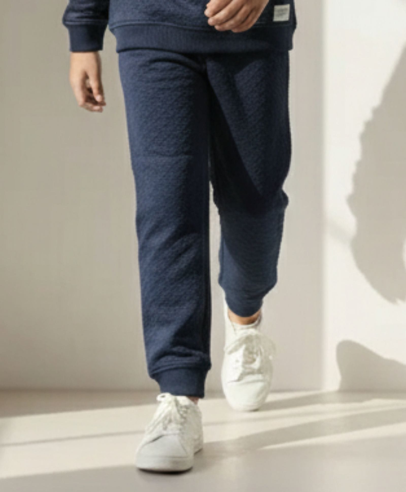 Anthrilo Fleece Knit Solid Winter Joggers - Navy Blue-image-40