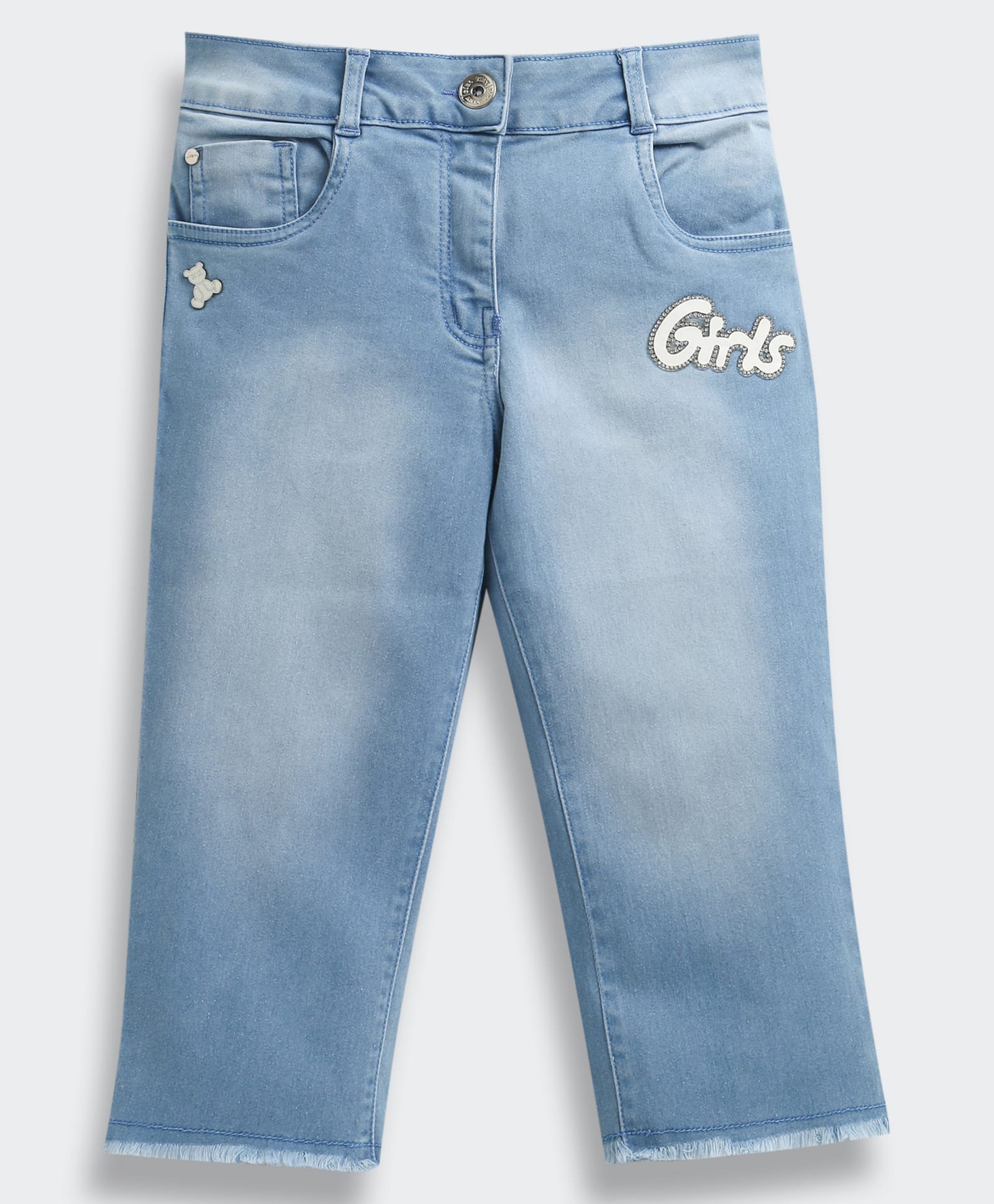 Tiny Girl Denim Woven Girls Patch Detailed Mild Washed Jeans - Light Blue-image-40
