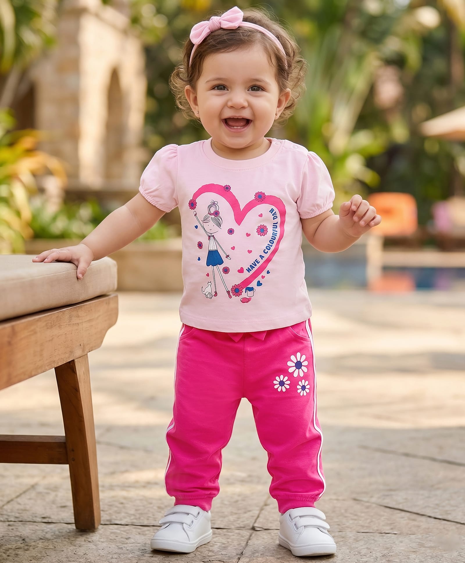 Doodle Poodle 100% Cotton Single Jersey Knit Half Sleeves Top & Lounge Pant Set With Floral Print - Pink-picture-16