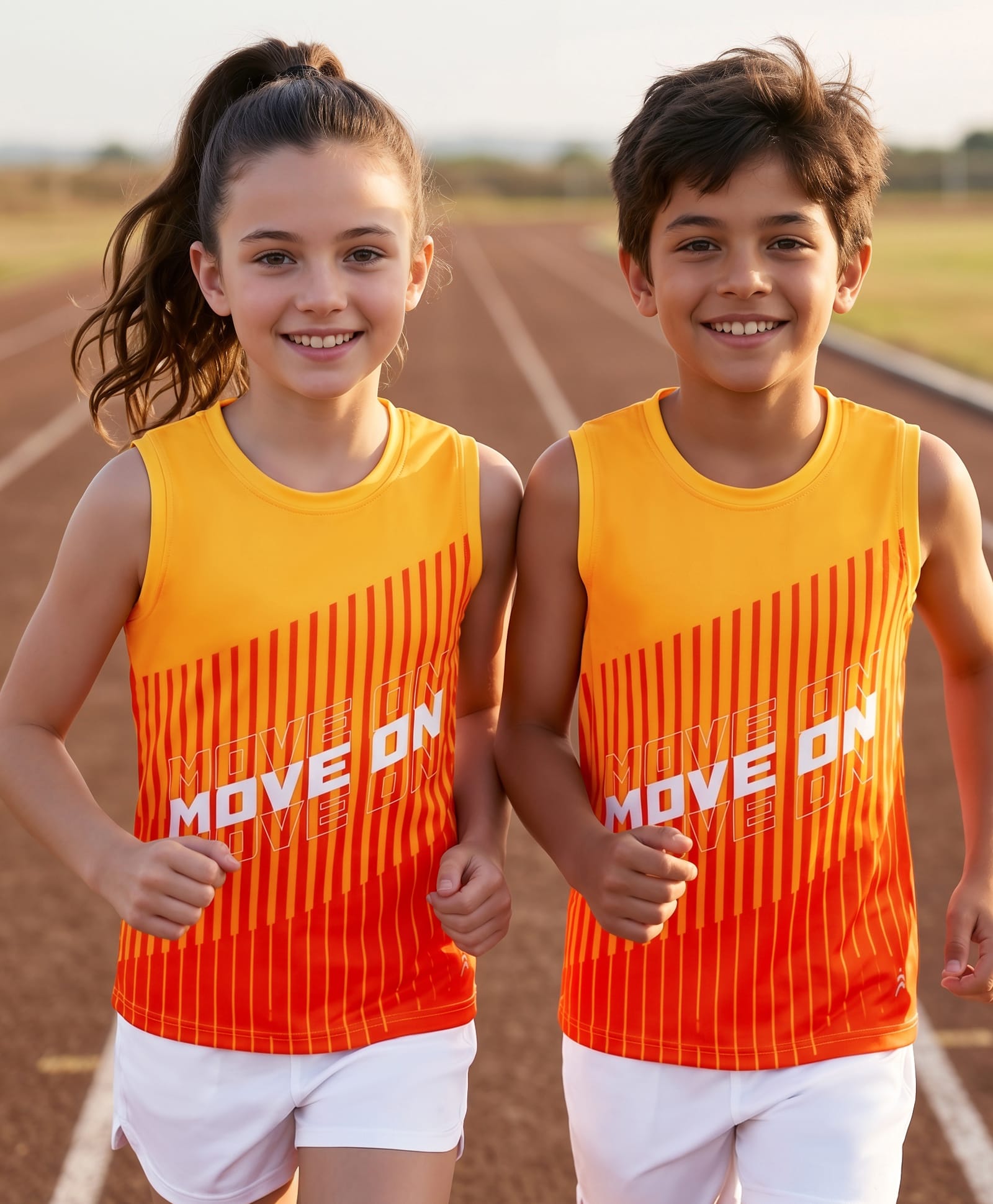 Pine Active Knit Sleeveless Tank T-Shirt With Text Print - Orange-image-42