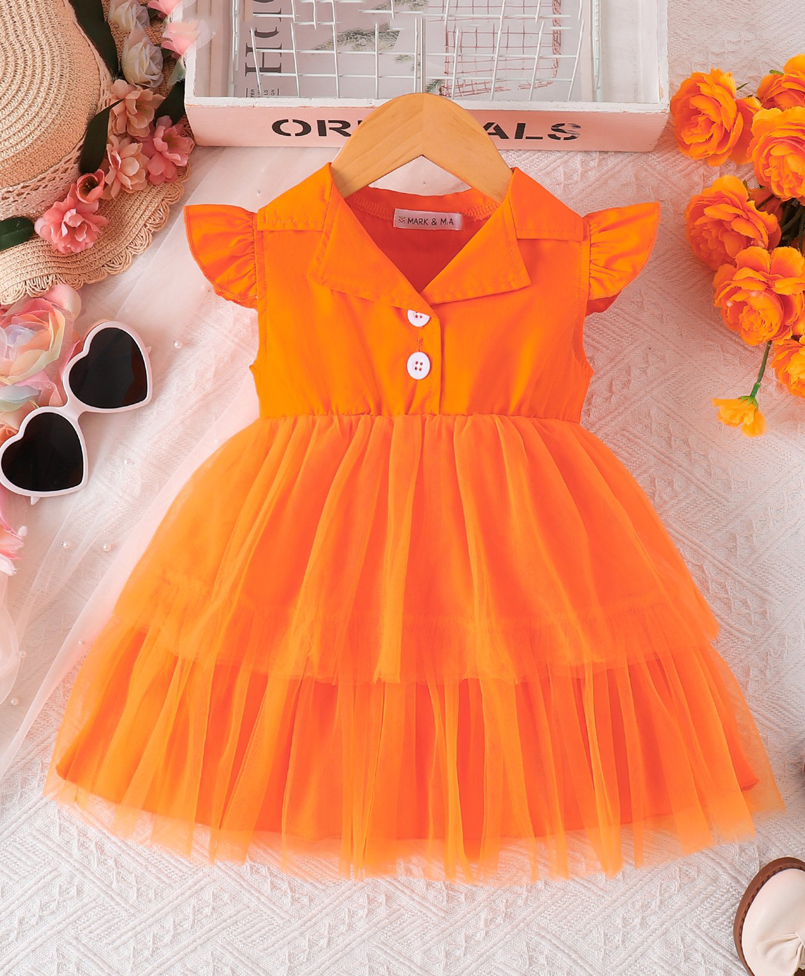Mark & Mia Cap Sleeves Solid Party Dress - Orange-image-45