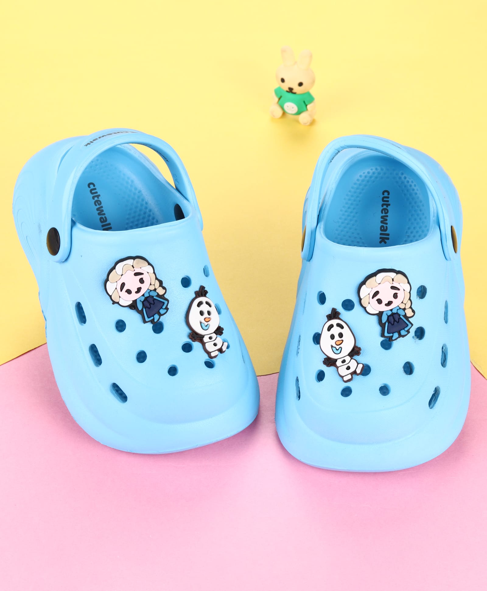 Cute Walk by Babyhug Disney Back Strap Clogs With Elsa Applique - Light Blue-picture-27