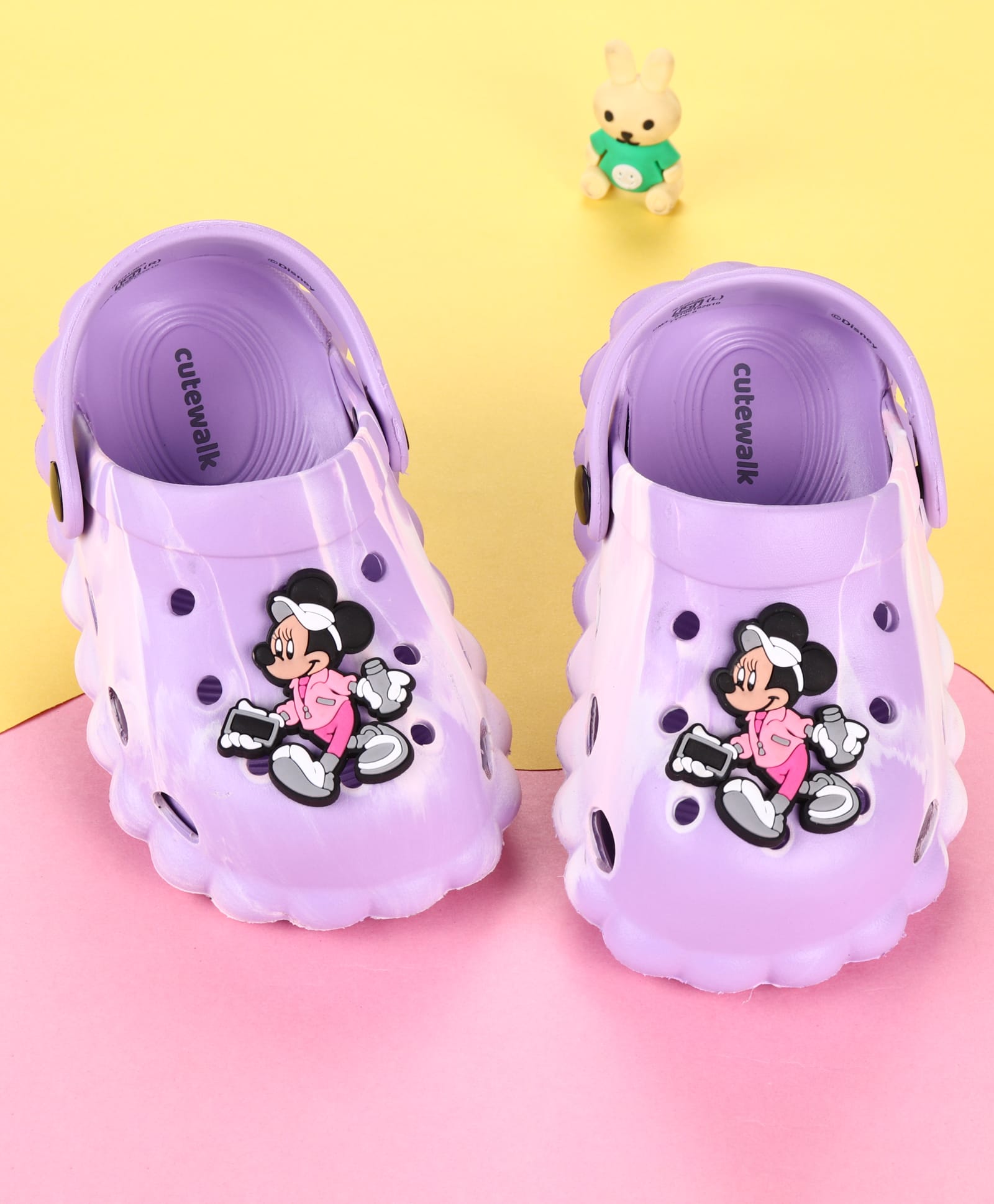 Cute Walk by Babyhug Disney Back Strap Clogs With Minnie Mouse Applique - Purple-picture-25