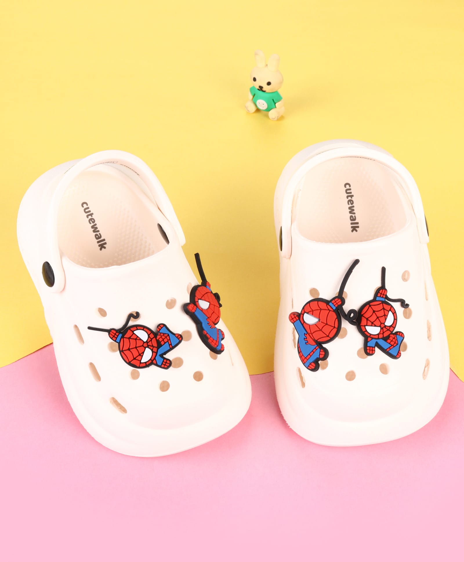 Cute Walk by Babyhug Marvel Clogs with Spider-Man Applique - Off White-picture-23