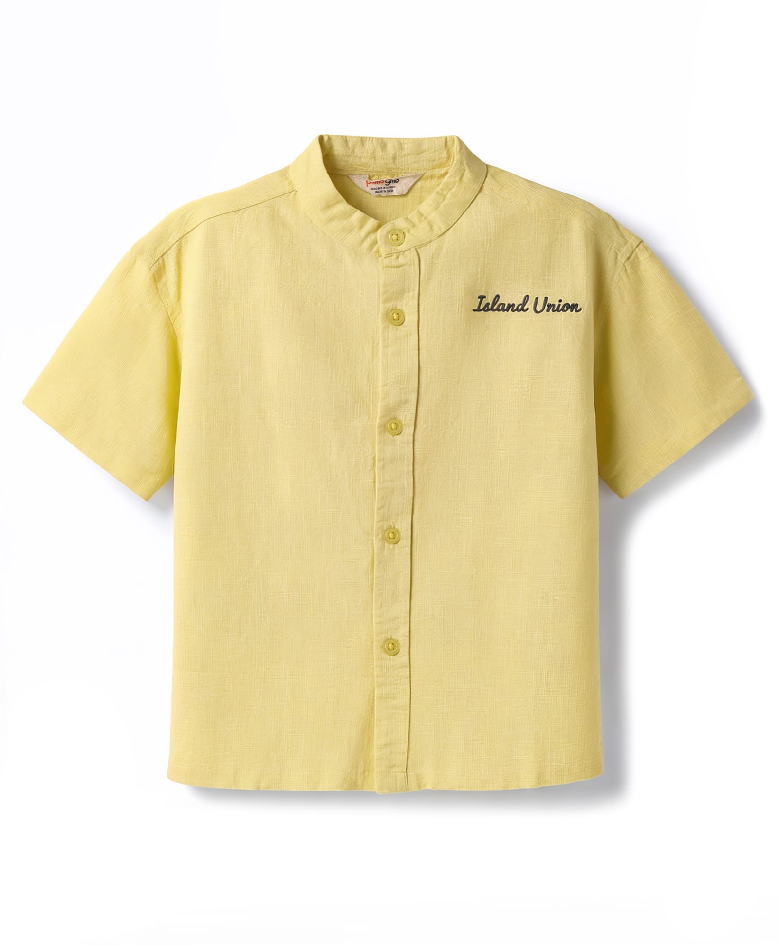 Primo Gino Cotton Woven Dropped Shoulder Shirt with Placement Embroidery Details Green 10-12 Years-image-25