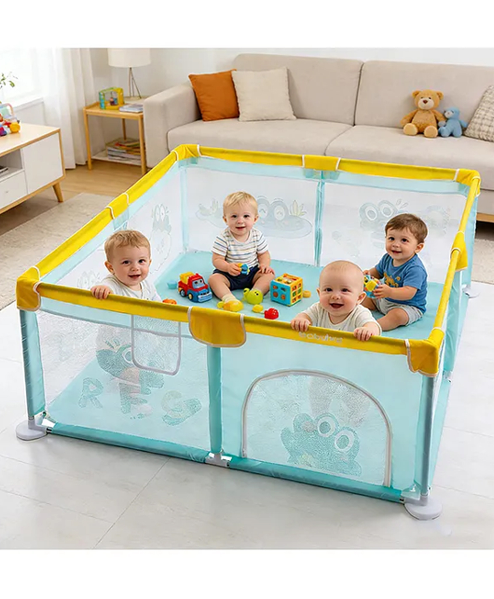 Babyhug Smart Portable Playpen with Safety Lock & Play Fence Light Blue| Spacious Baby Play Area| Foldable Panels| Indoor & Outdoor Use| Easy to Assemble| Safe Play Zone for Babies & Toddlers-image-13