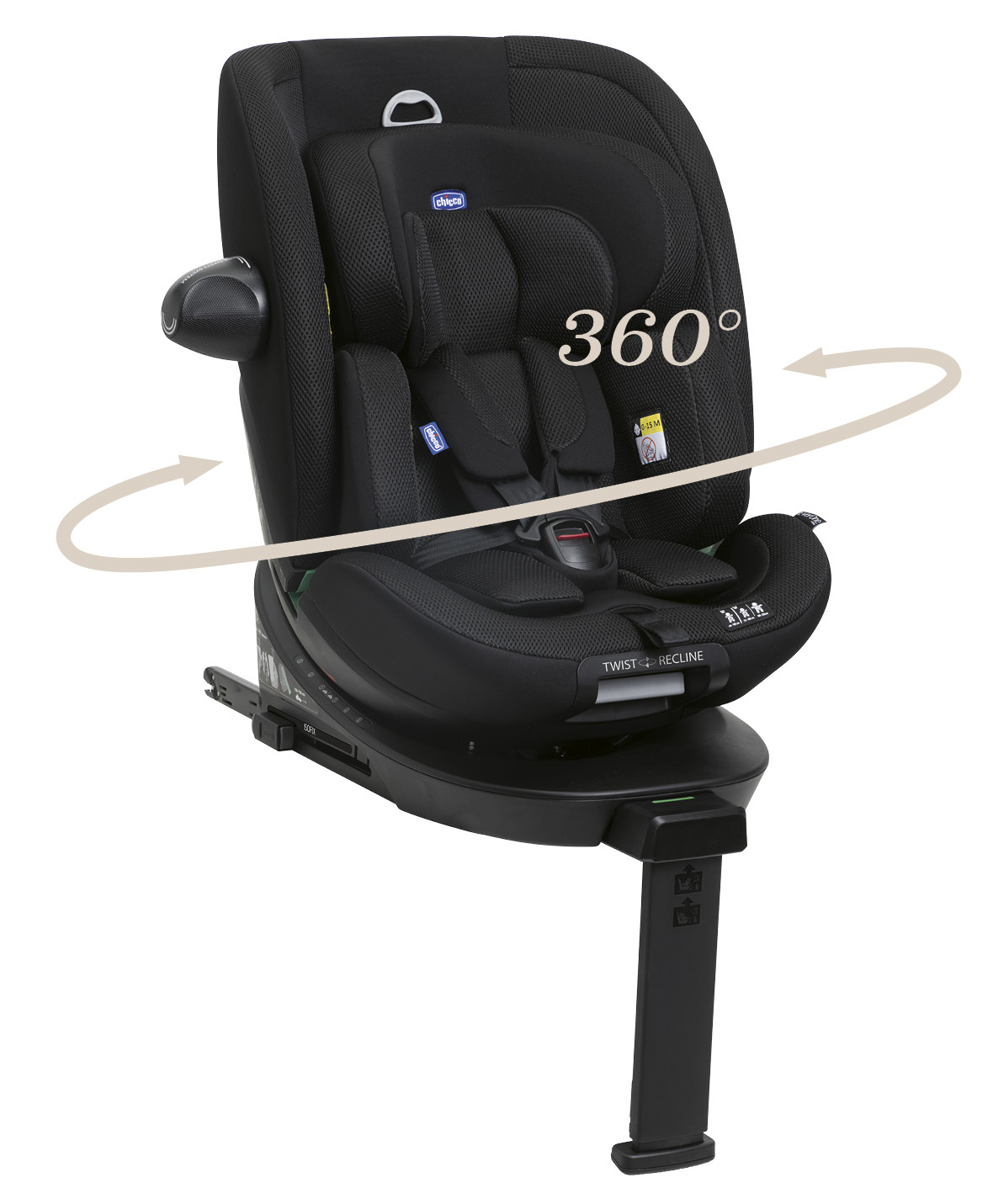 Chicco Everone i-size Baby Car Seat with 360-degree rotation for rear & forward facing|5 Reclining Positions|Easy installation with Isofix|0 to 12 years (40cm-150cm)|EVERONE I-SIZE B.CAR SEAT BLACK-image-33