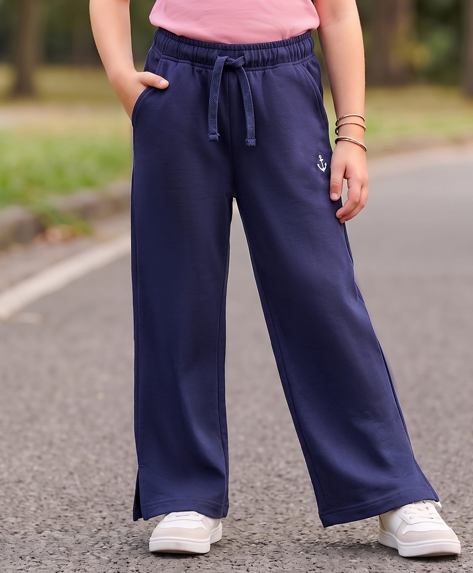 kookie kids india Kookie Kids Looper Knit Full Length Lounge Pant With Anchor Patch - Navy Blue-picture-22