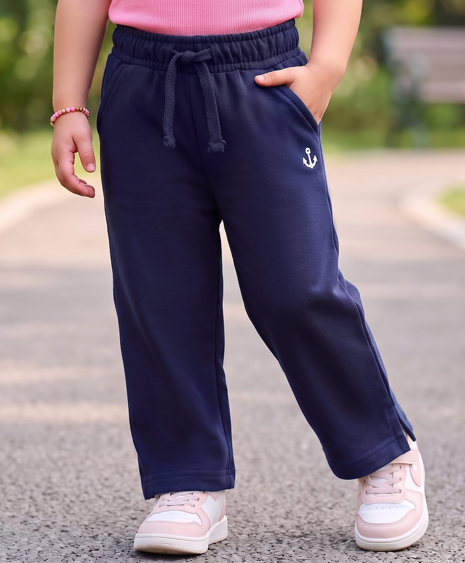 kookie kids india Kookie Kids Looper Knit Full Length Lounge Pant With Anchor Patch - Navy Blue-picture-26