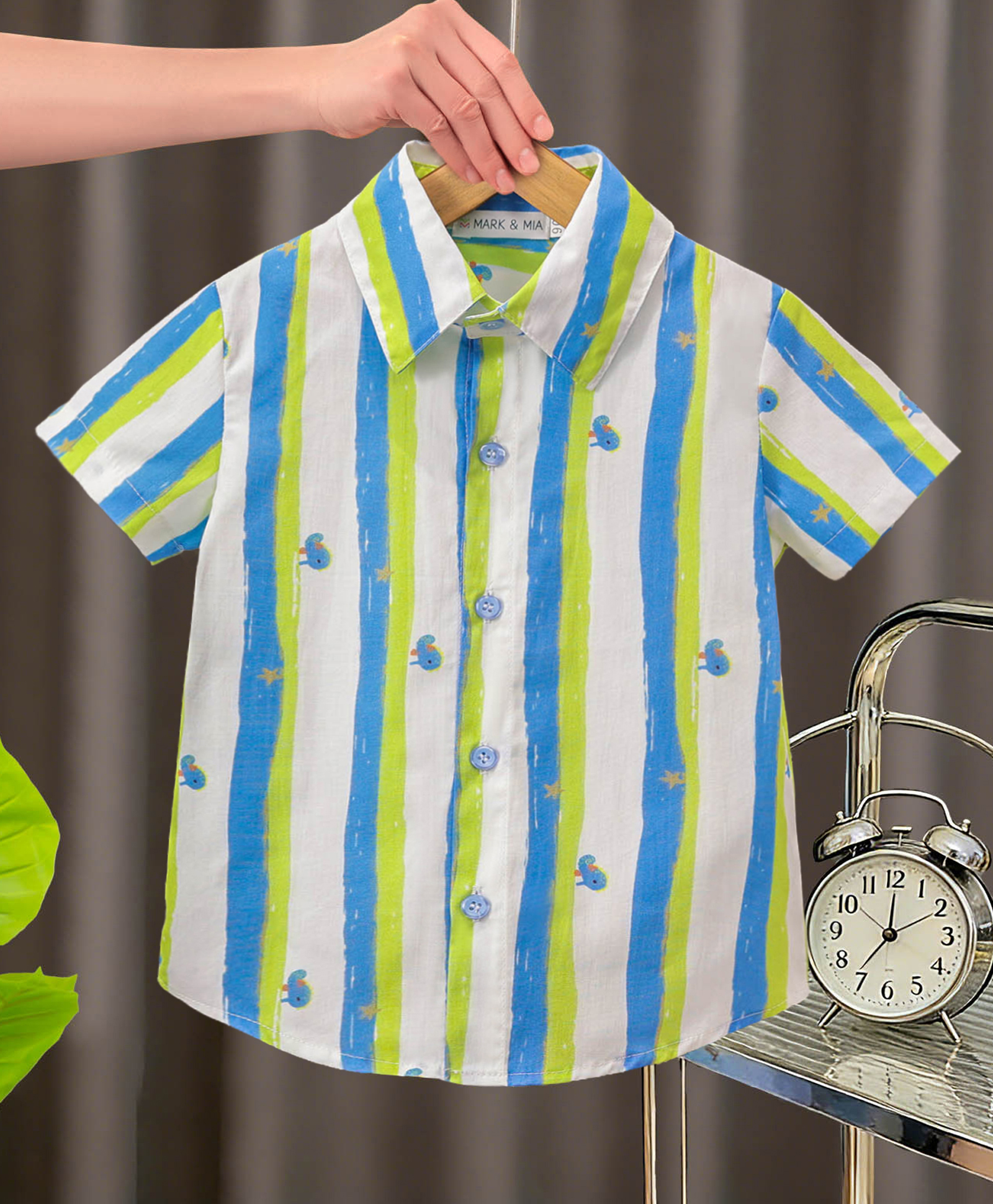 Mark & Mia Cotton Half Sleeves Striped Shirt - Blue-picture-18
