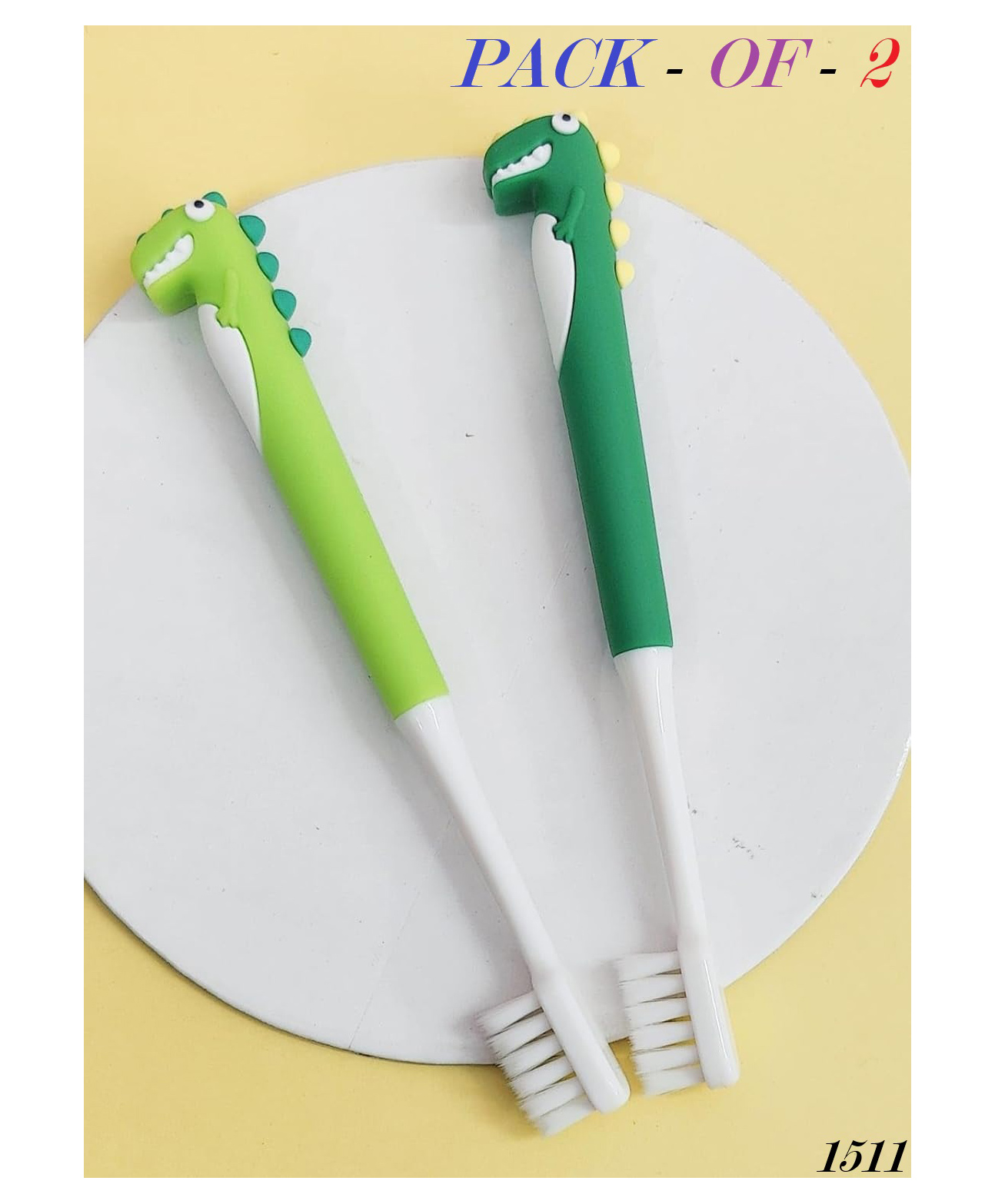FLAZE Dinosaur Design Soft Tooth Brush, Extra Microfiber Soft Bristles Toothbrush For 3-6 Years Old Children, Manual Toothbrush For Kids - PACK OF 2 - ( COLOR MAY VARY )-image-24