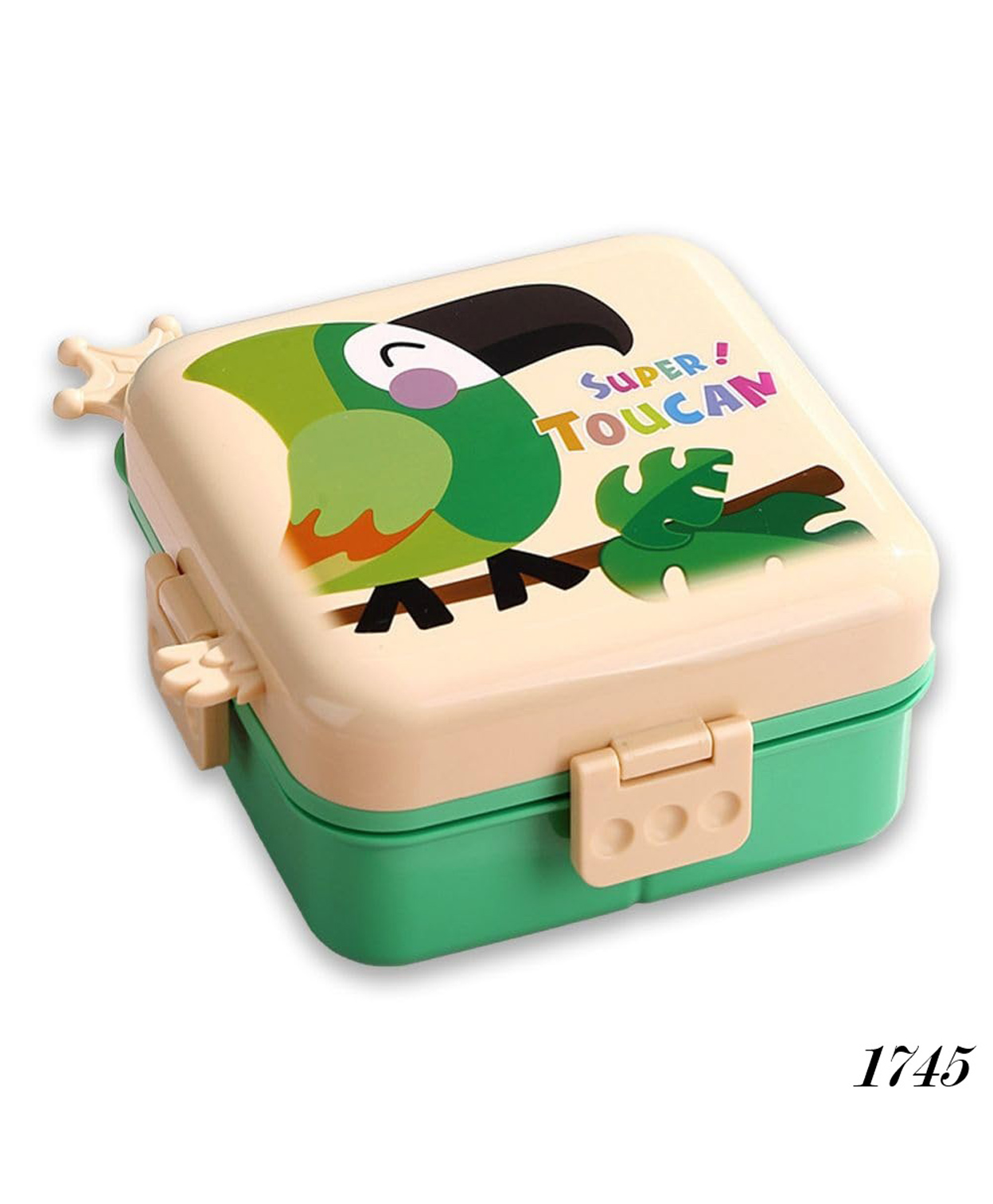 Flaze Lunch Box for School Kids - Toucan Design 3 Compartment Stainless Steel Lunch Box - PACK OF 1 - ( COLOR MAY VARY )-image-27