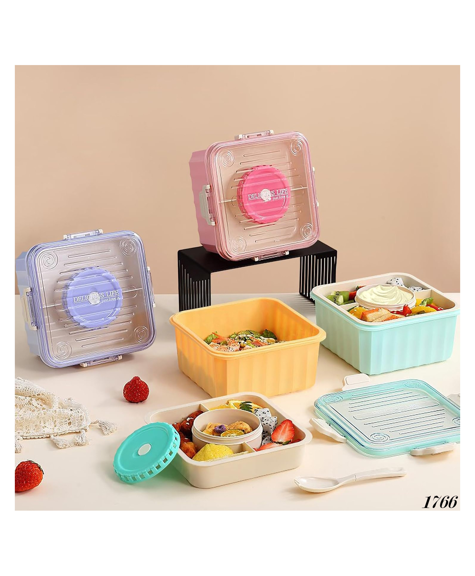Flaze Salad Bowl with 3 Compartments- PACK OF - 1 - ( COLOR MAY VARY )-image-5