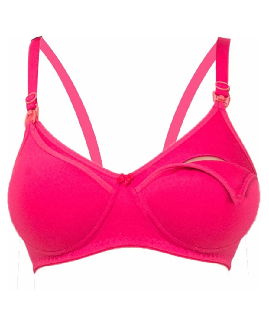 Tummy Cotton Blend Woven Maternity Nursing Bra With Overlap Nursing Access - Pink-picture-48