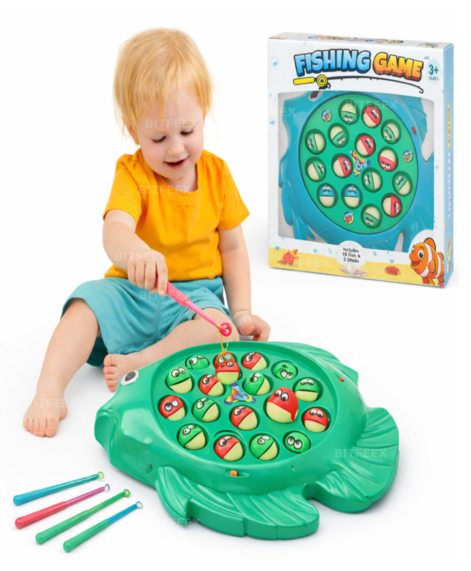 BitFeex Magnetic Fishing Game for Kids Battery Operated Educational Toy with 15 Magnetic Fish & 3 Fishing Rods Educational Skill Development Toy for Boys & Girls-Color may Vary-picture-47