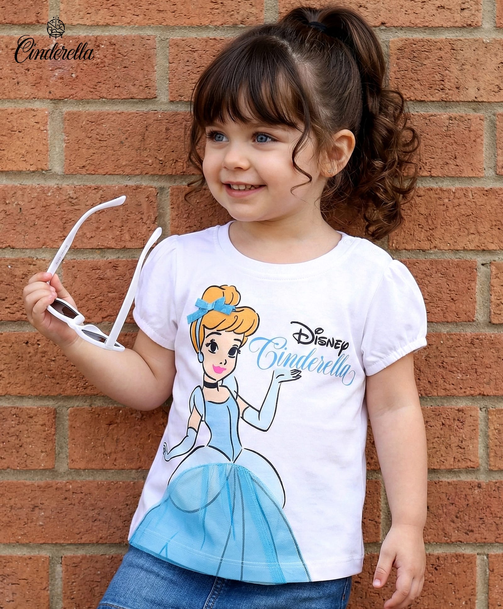 Babyhug Disney Single Jersey Knit Half Sleeves T-Shirt With Cinderella Graphics - White-picture-25