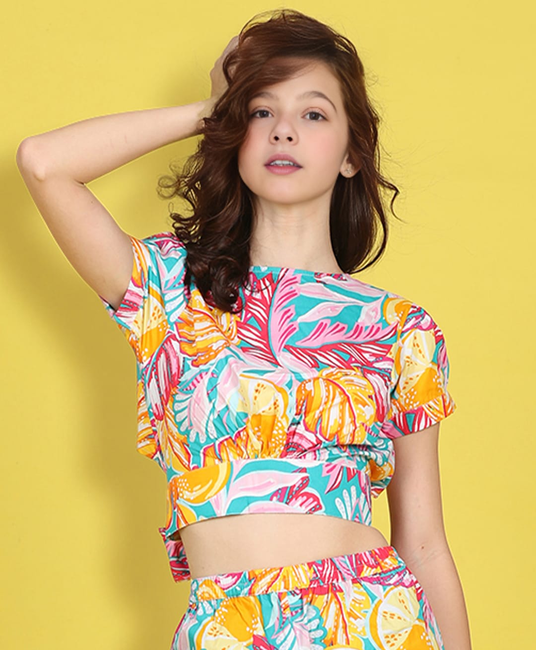 Cutiekins Cotton Woven Half Sleeves Floral Printed Crop Top - Blue & Multi Colour-picture-10