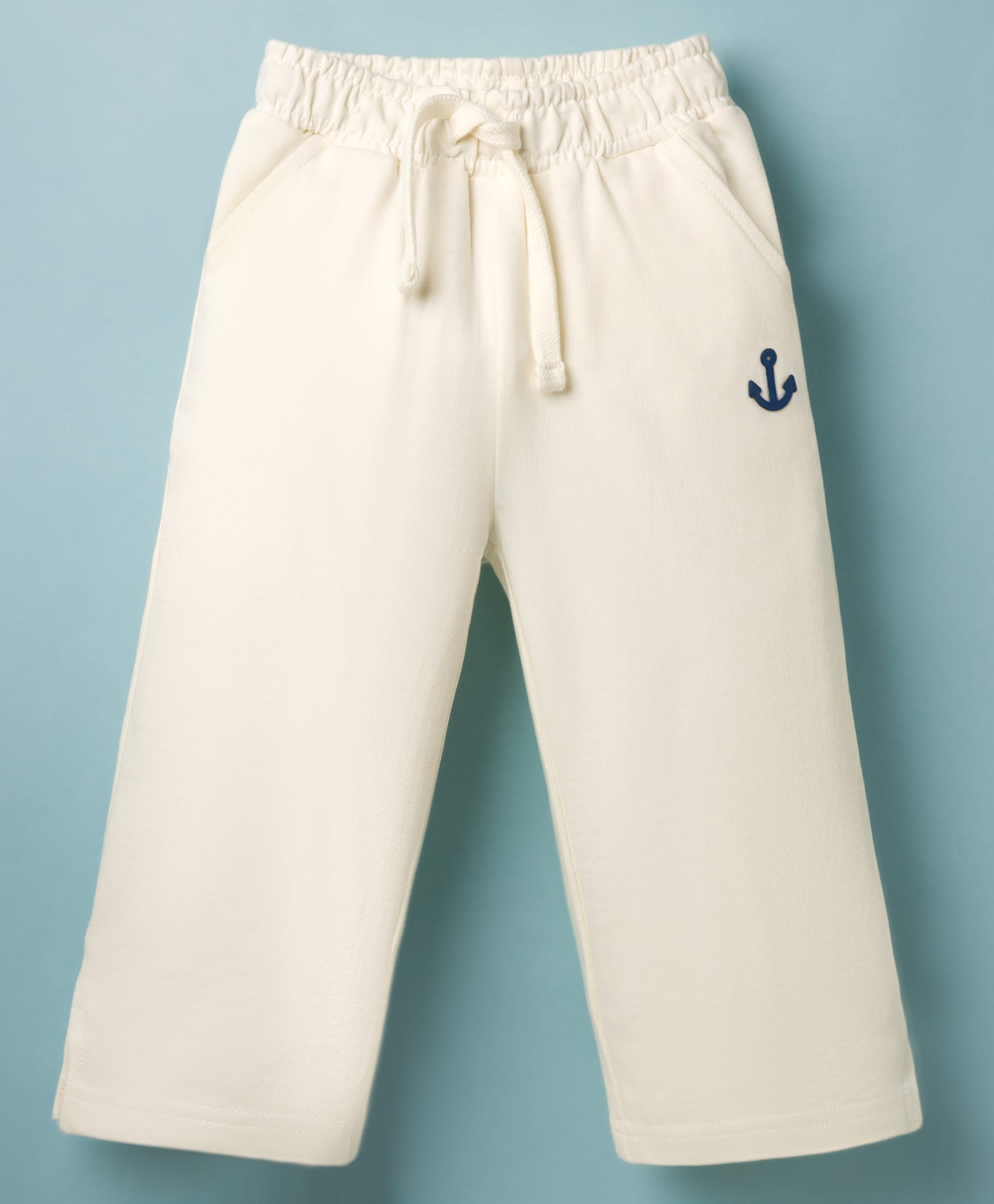 kookie kids india Kookie Kids Looper Knit Full Length Lounge Pant With Anchor Print - Off White-picture-20