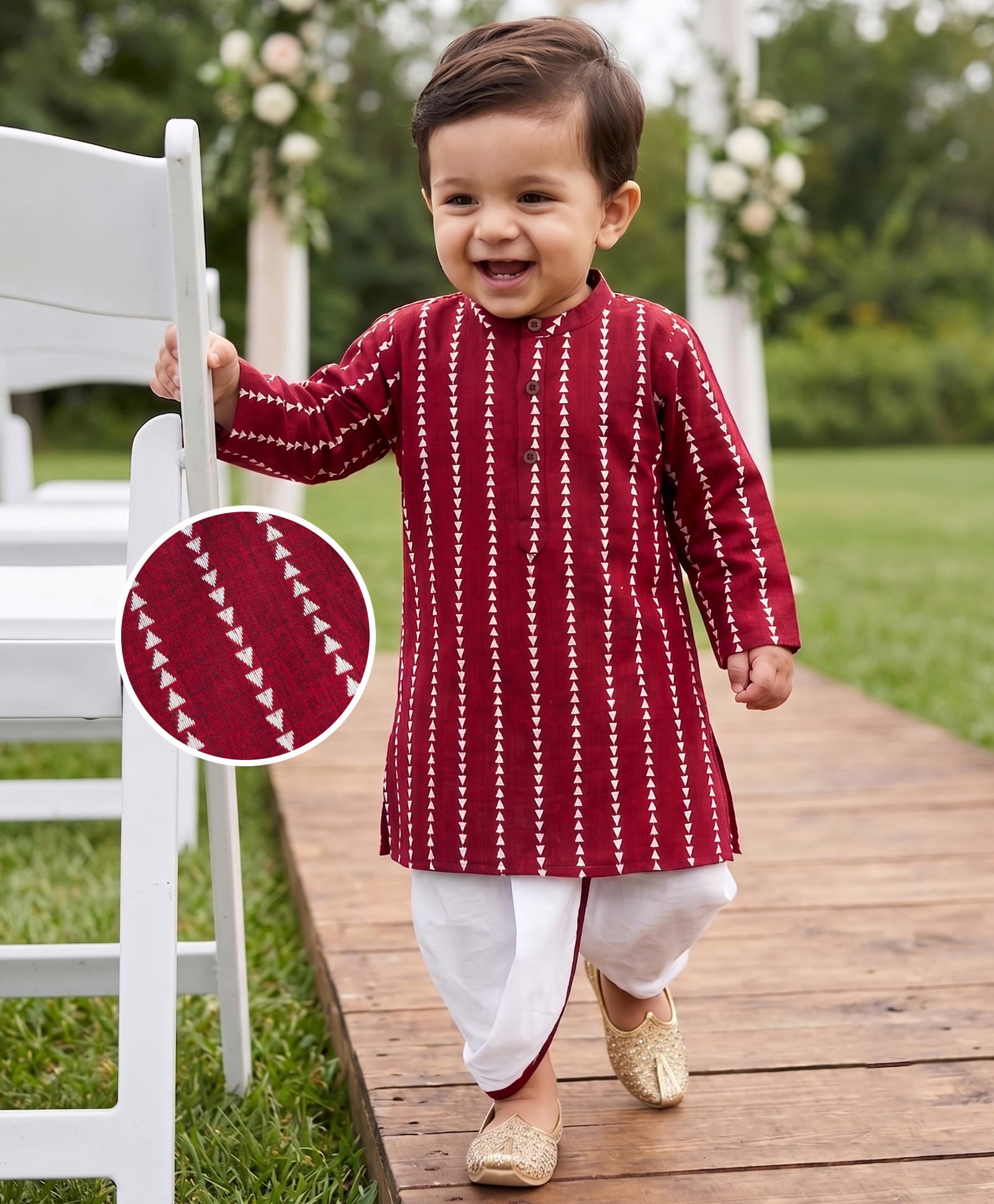 Babyhug 100% Cotton Woven Full Sleeves Printed Kurta & Dhoti Set - Maroon-picture-28