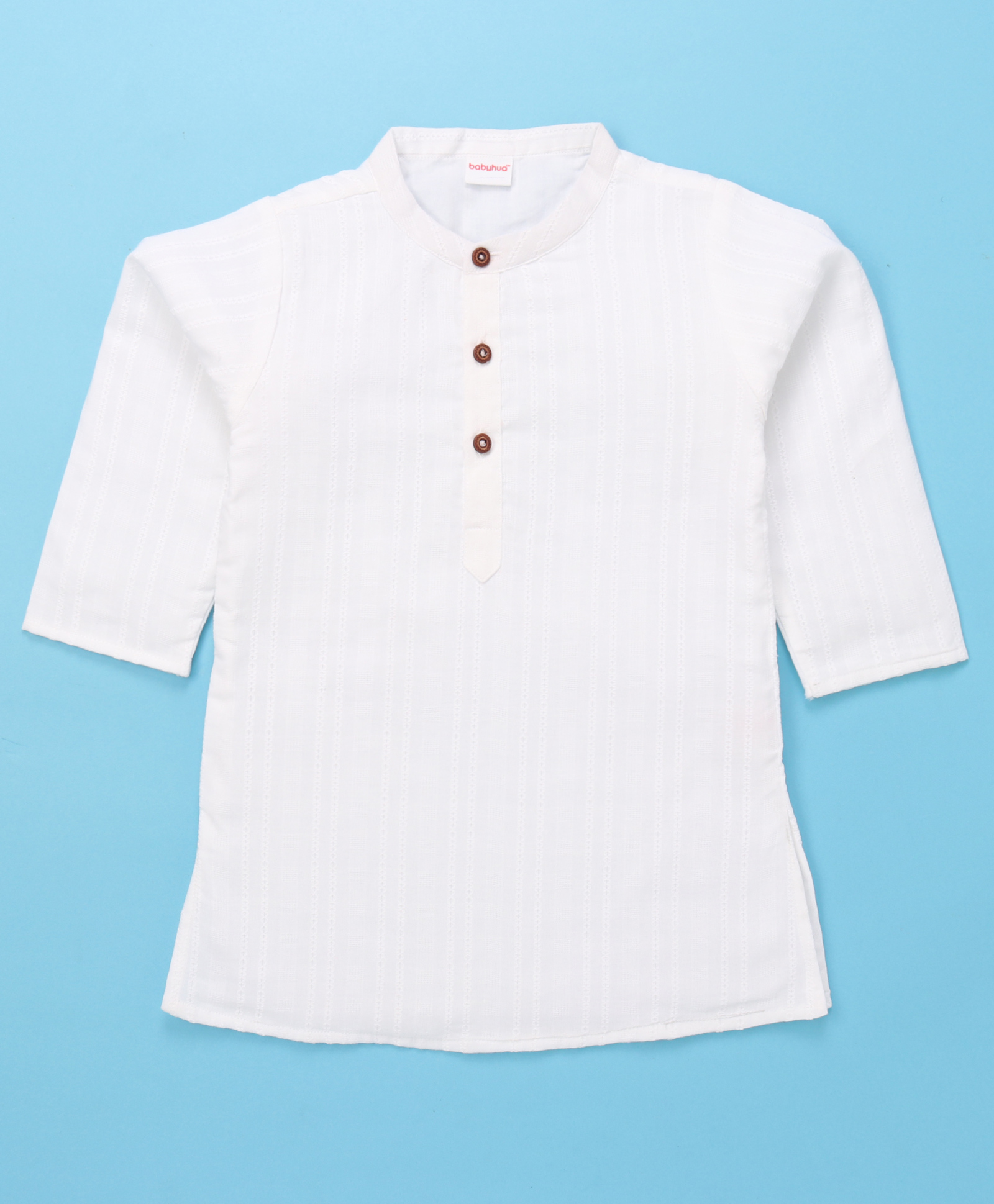 Babyhug 100% Cotton Woven Full Sleeves Embroidered Kurta -White-image-1