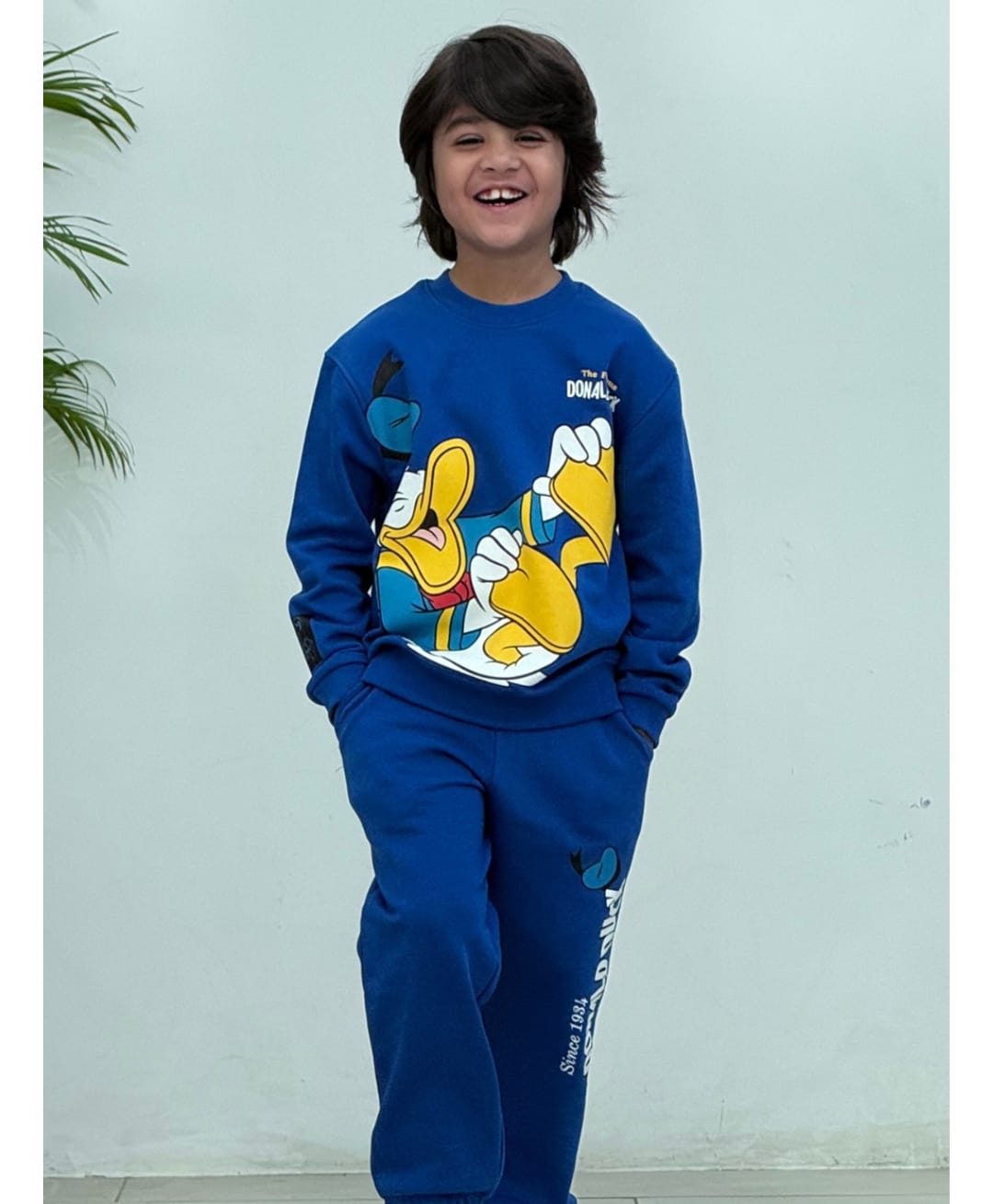 Nap Chief Cotton Blend Knit Mickey & Friends Featuring Full Sleeves Donald Duck Printed Winter Sweatshirt & Joggers Set - Blue-picture-18