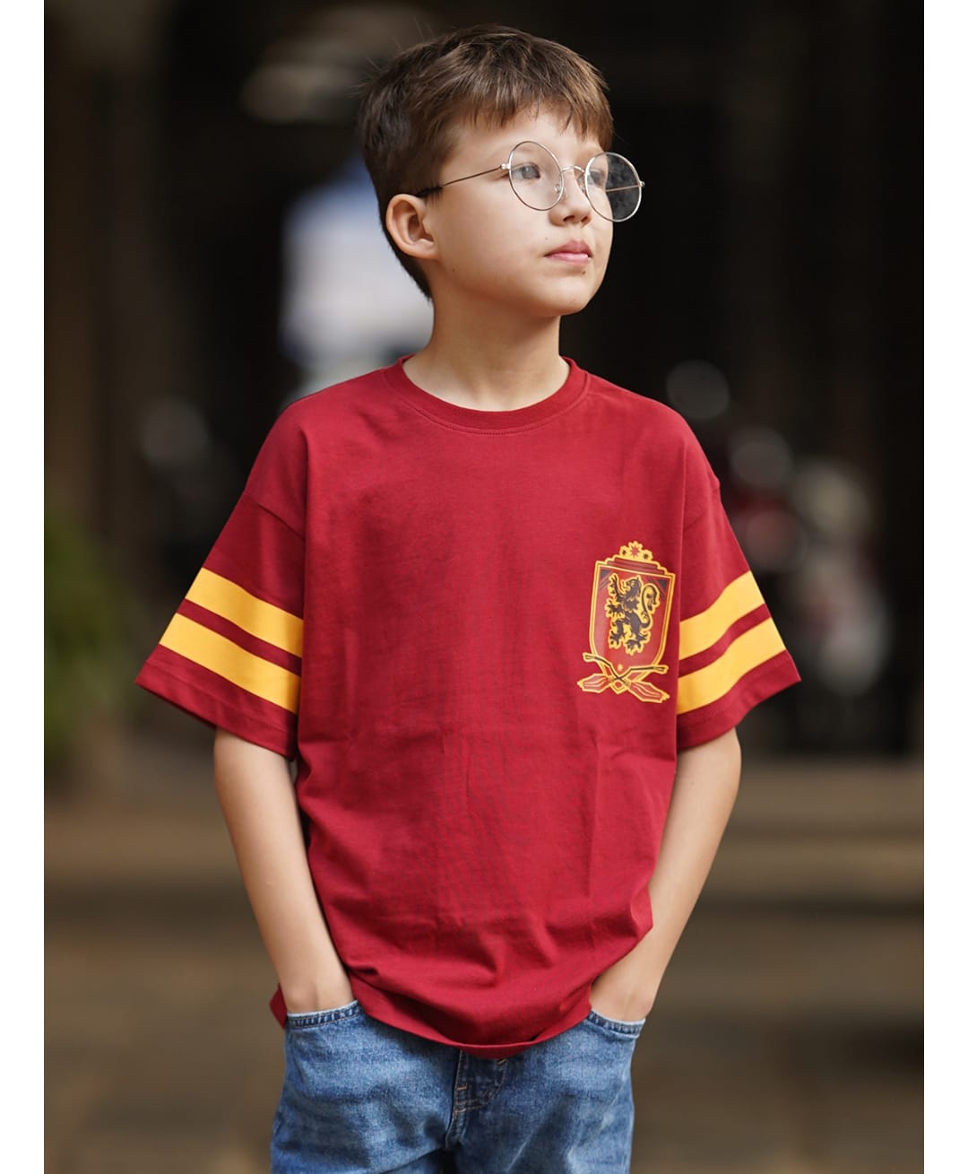 Nap Chief Cotton Knit Warner Bros Featuring Full Sleeves Harry Potter Gryffindor Printed Oversized Tee - Dark Red-picture-40