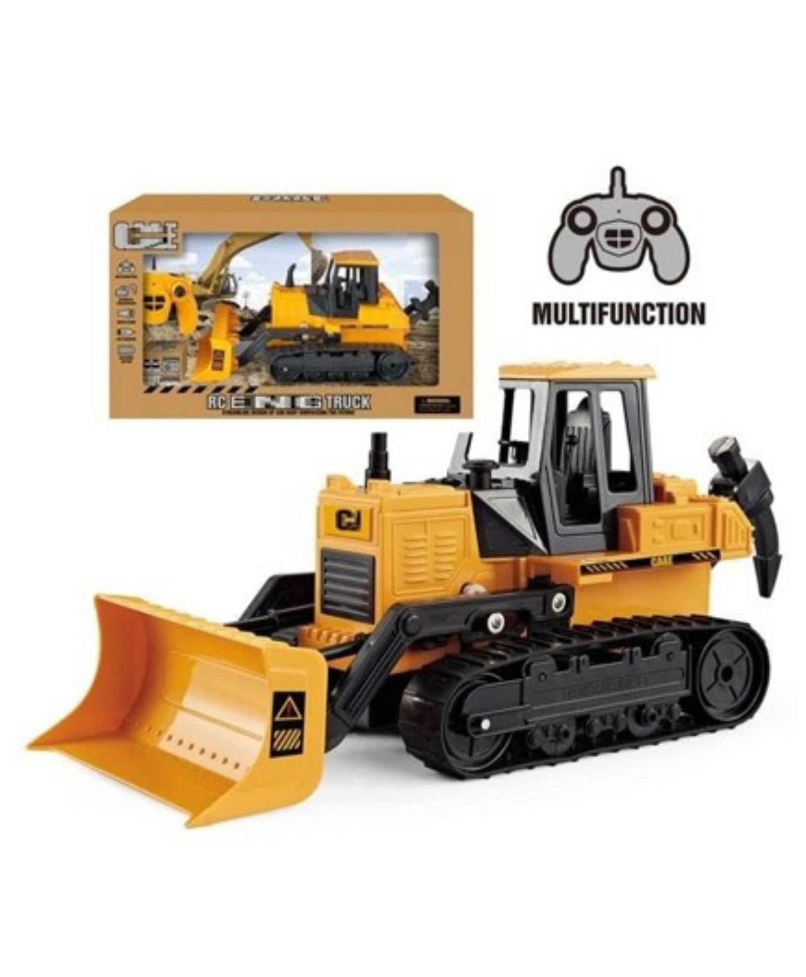 Lumo Brilliant Toys 1:28 Scale 2.4 GHz Remote Control CAAE Bulldozer with Music and Sound Rechargeable Construction Vehicle Toy for Kids RC Engineering Truck Toys For Kids Multicolor 4+ years-image-20