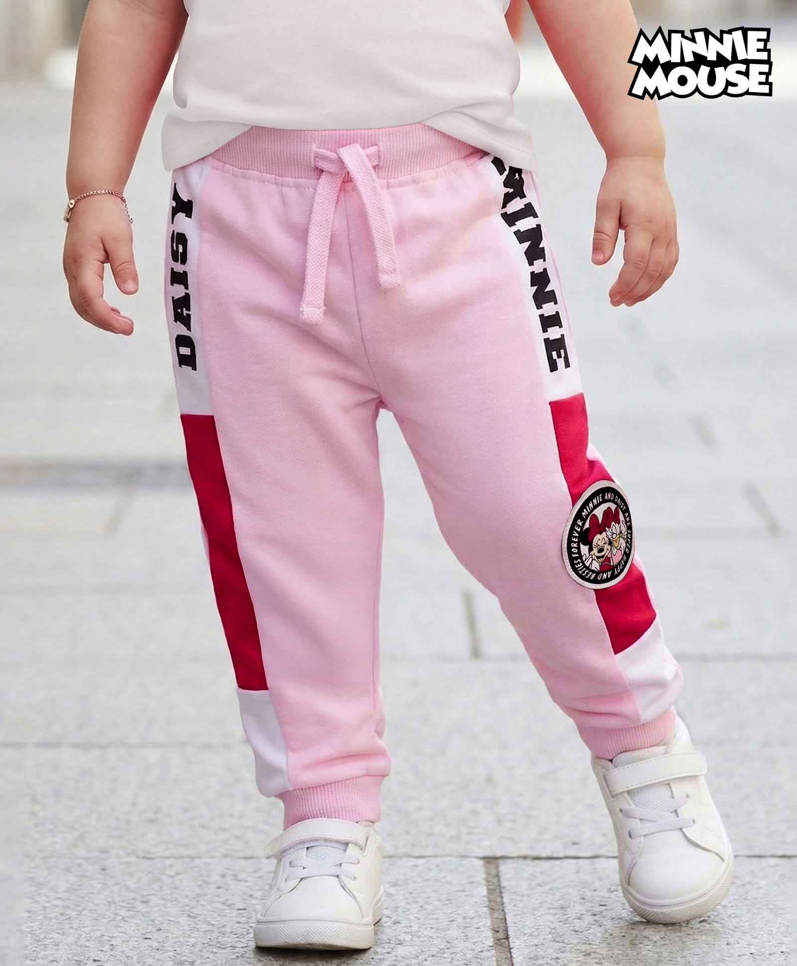 Babyhug Disney Terry Knit Full Length Lounge Pant With Minnie & Daisy Print - Pink-picture-23