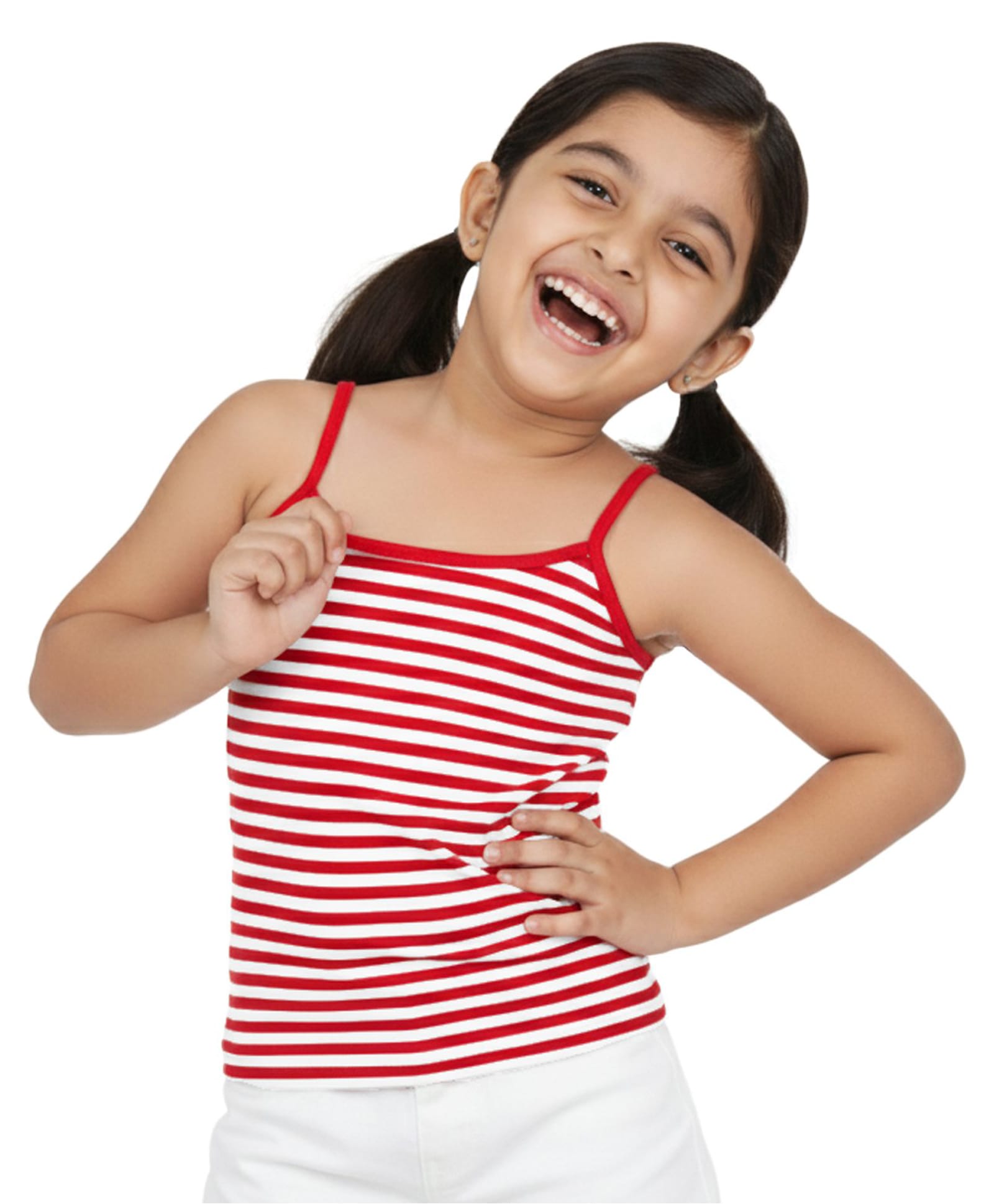 Plan B Cotton Knit Sleeveless Striped Camisoles - Red & White-image-26