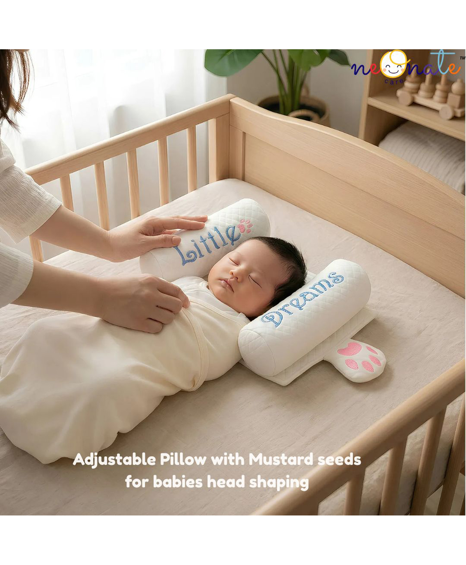 NeonateCare Adjsutable Pillow with Mustard seeds - Little Dreams White pillow with Mustard seeds-image-16