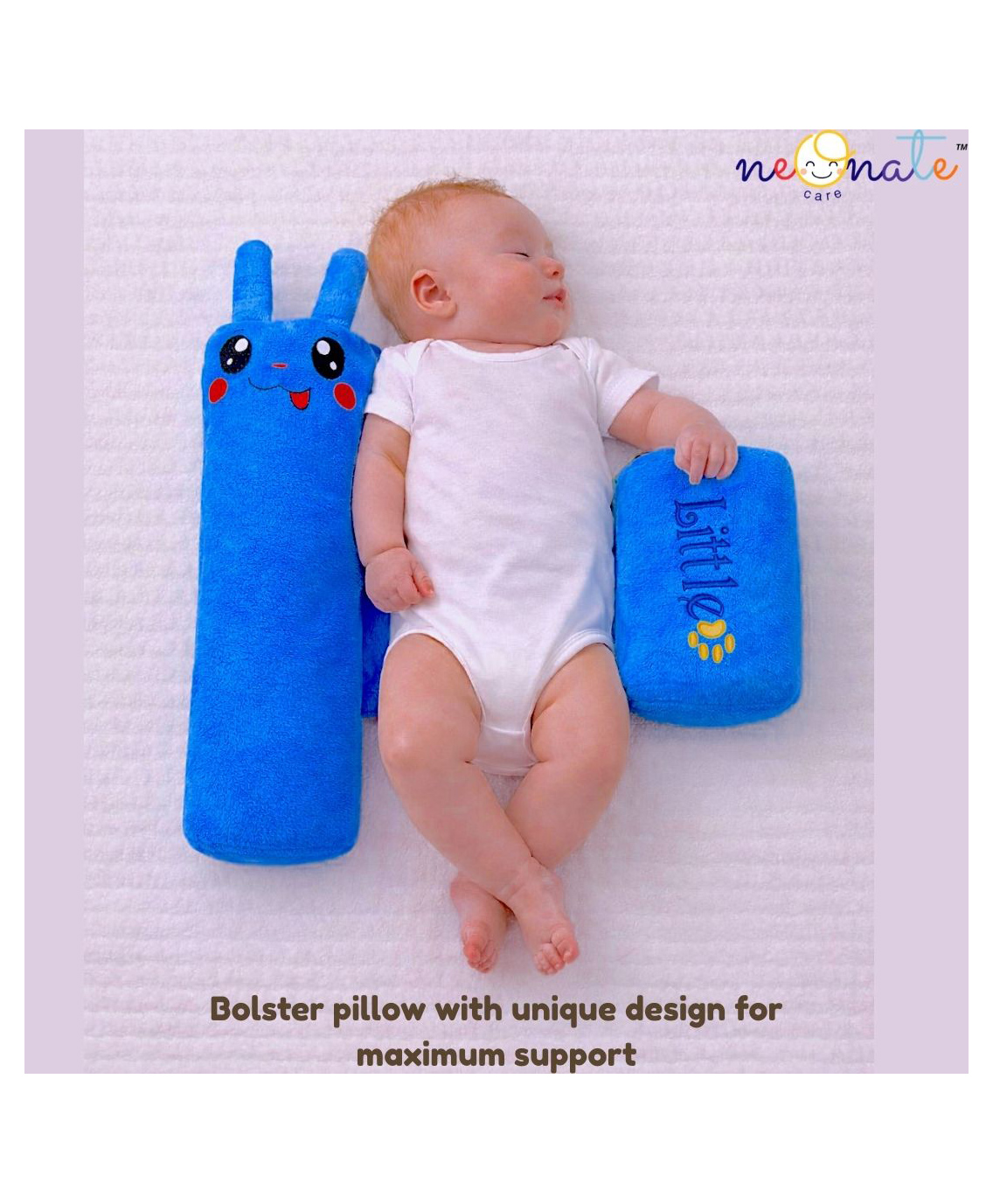 NeonateCare Baby Anti Roll Side Bolsters Pillow - Dark Blue Little printed-picture-11