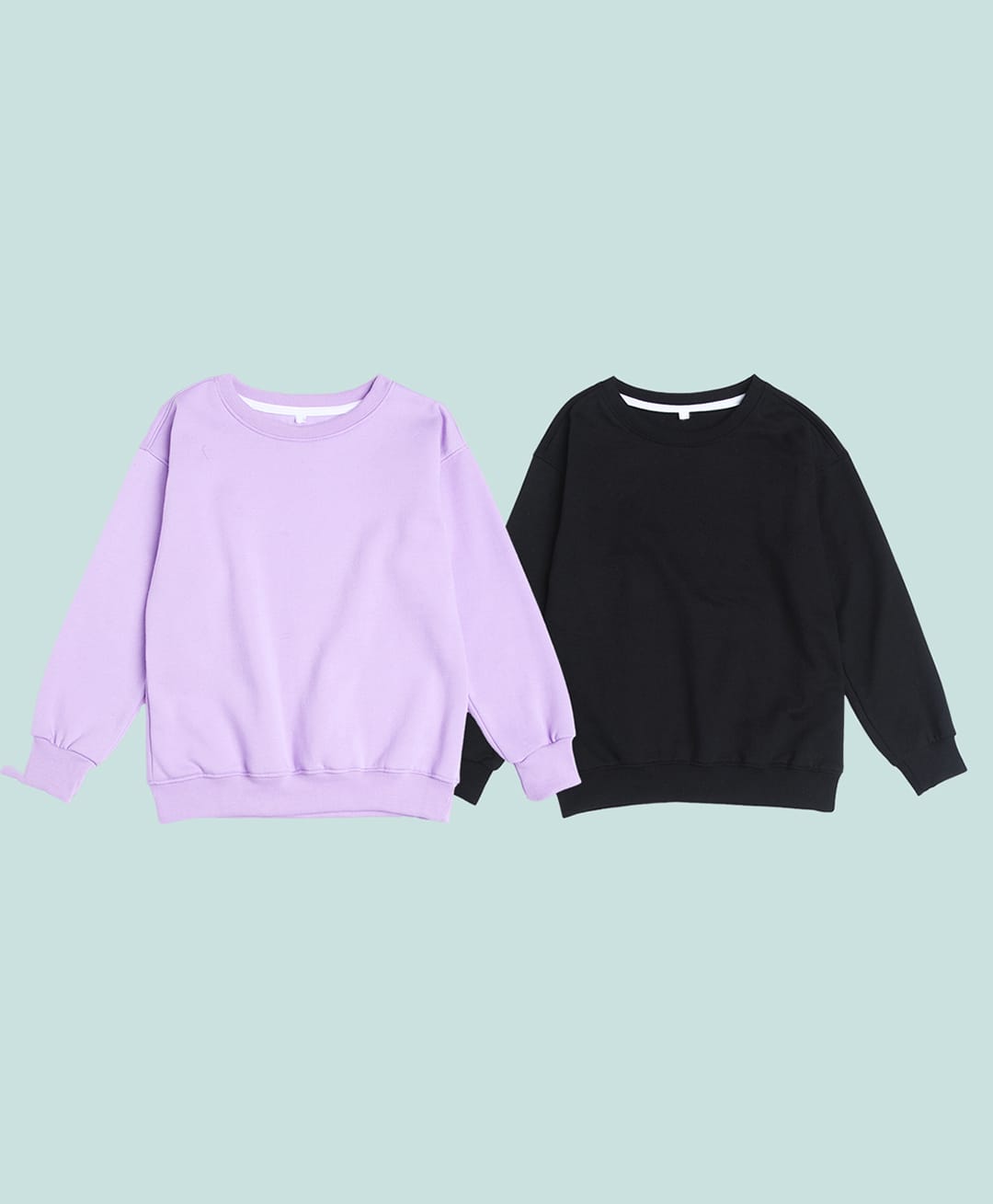 NUSYL Fleece Knit Pack Of 2 Full Sleeves Solid Light Winter Sweatshirts - Black & Lilac-picture-31