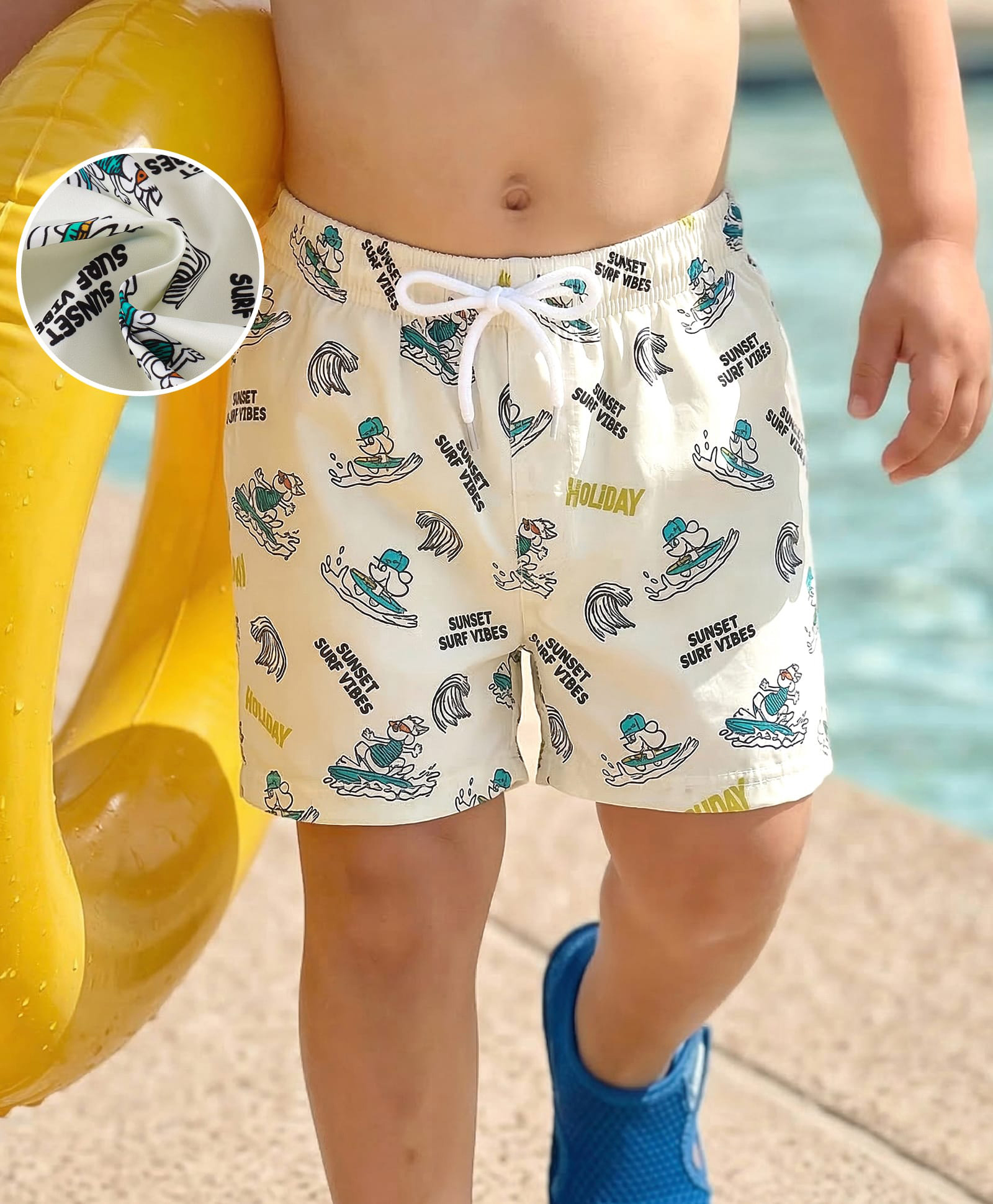 Mark & Mia Surf Theme Printed Swimming Trunk - Cream-picture-23