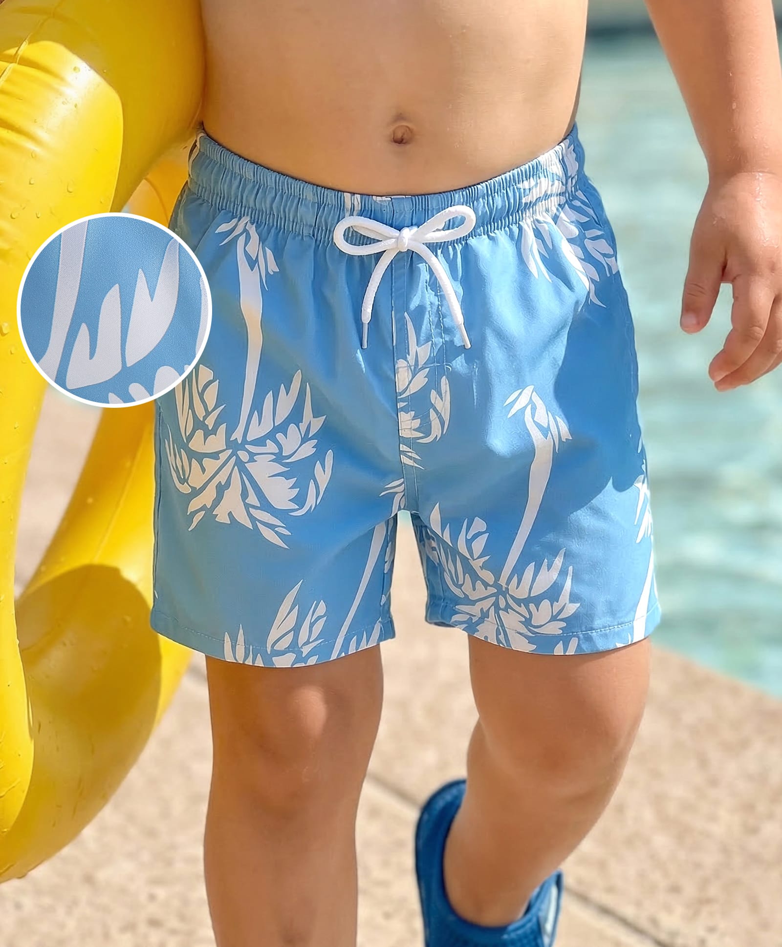 Mark & Mia Palm Tree Printed Swimming Trunk - Light Blue-image-2