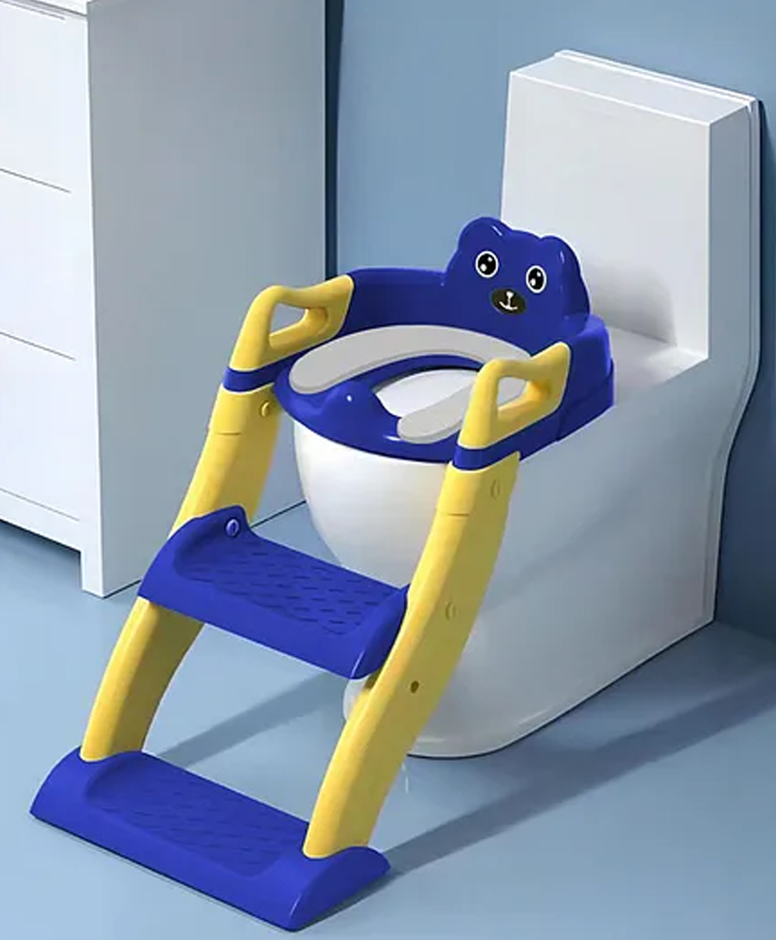 Babyhug Potty Training Toilet Seat with Adjustable Ladder & Step Stool - Blue & Yellow| Anti-Slip Toddler Toilet Trainer| Compact Fold for Storage| Compatible with all Commode Types-image-30