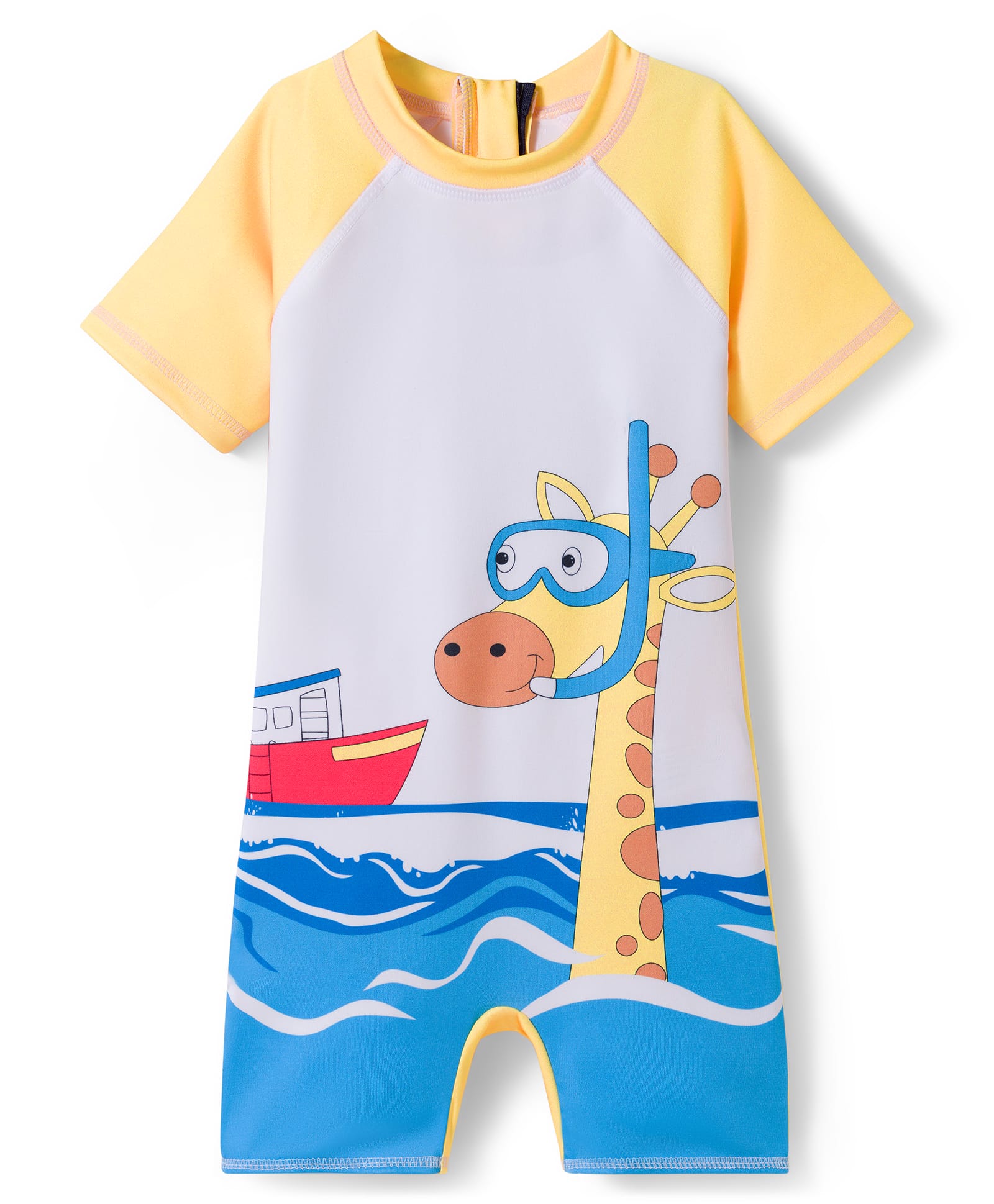 Babyhug Raglan Half Sleeves Nautical Theme & Animal Printed Legged Swimsuit - Blue-image-38
