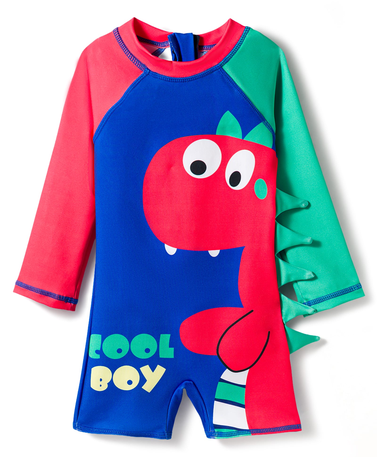 Babyhug Water Repellent Full Raglan Sleeves Legged Swimsuit With Dino Print - Navy Blue-image-12