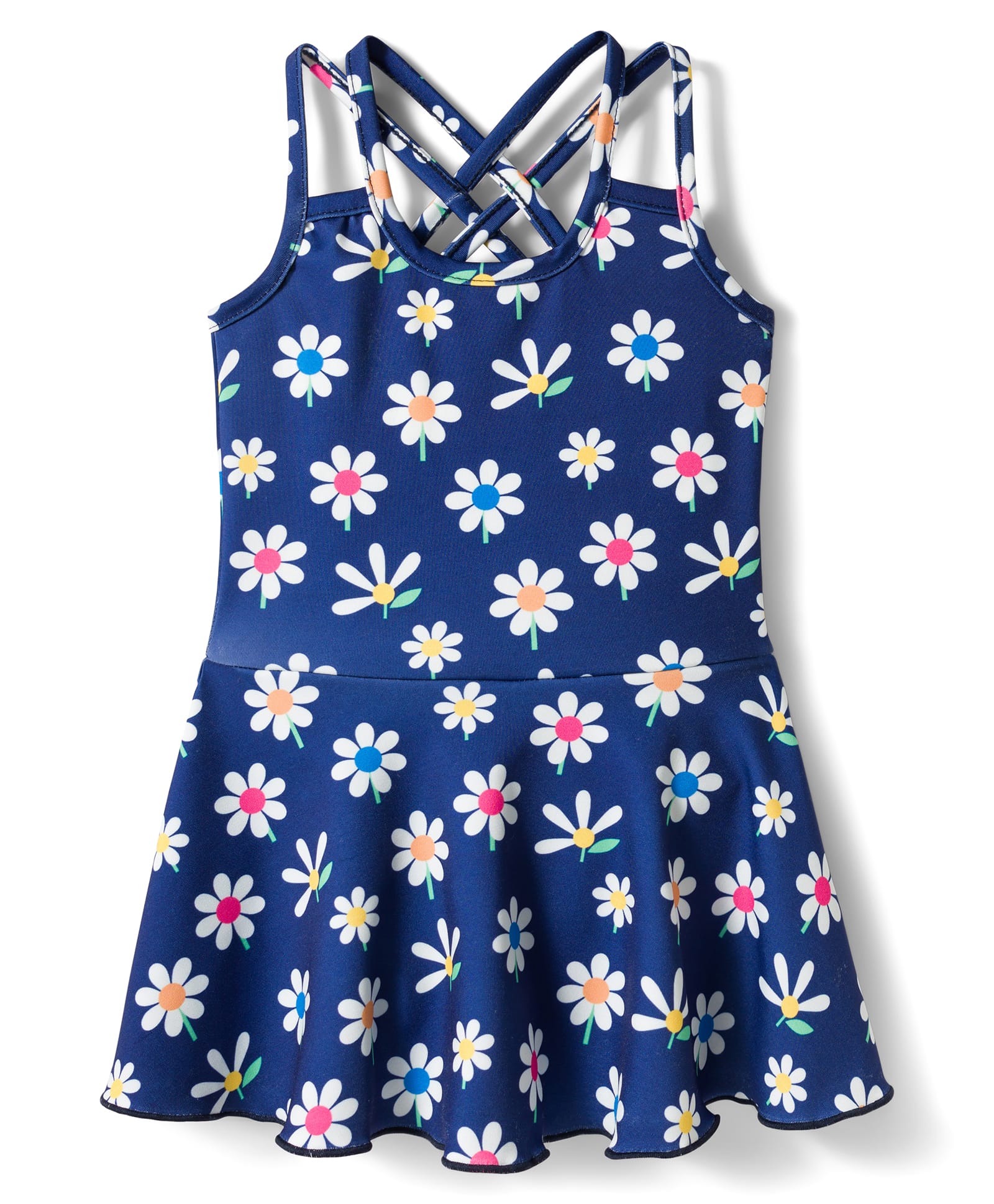Babyhug Sleeveless Floral Printed Frock Swimsuit - Navy Blue-image-31