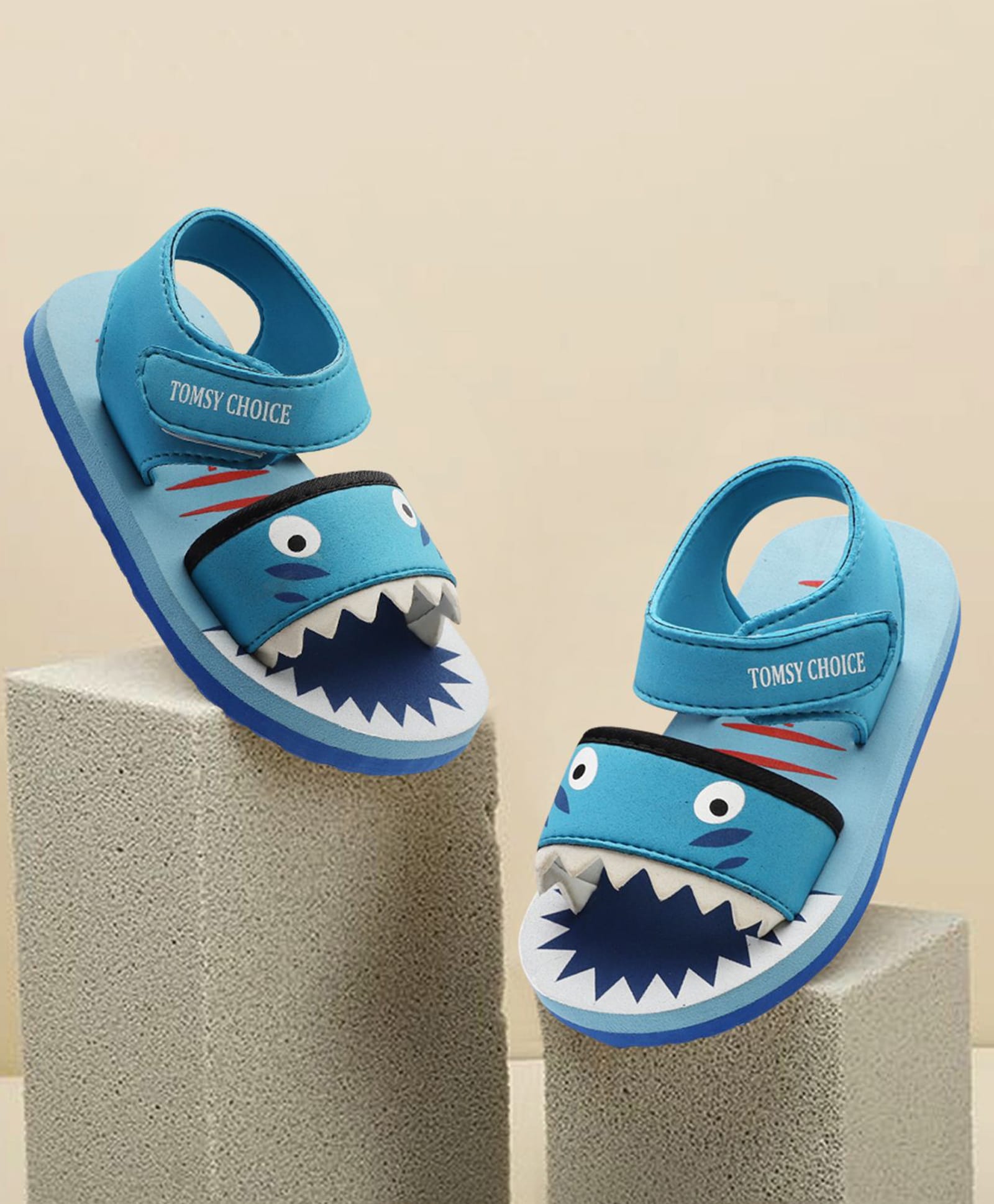 TOMSY CHOICE Monster Designed & Applique Detailed Velcro Closure Sandals - Blue-picture-27